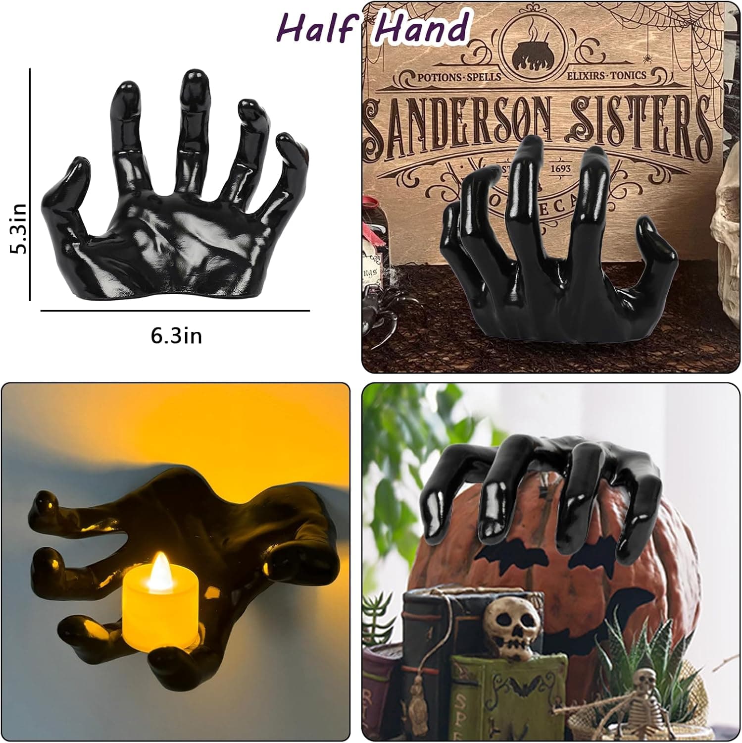DAZONGE Halloween Decorations, Pack of 3 Wall Mounted Creepy Reaching Hands with Lighted Candles, Life-Sized Horror Hands for Gothic Wall Decorations, Scary Halloween Decorations Indoor set 1 - Image 6