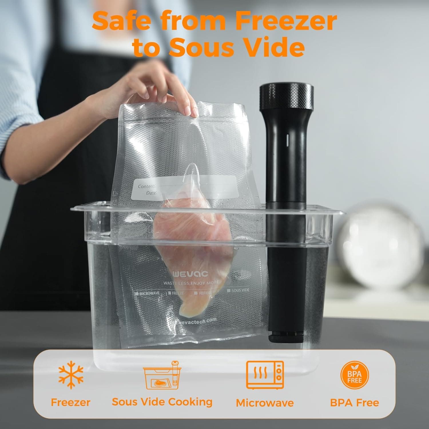 Wevac Vacuum Sealer Bags 11x50 Rolls 2 pack for Food Saver, Seal a Meal, Weston. Commercial Grade, BPA Free, Heavy Duty, Great for vac storage, Meal Prep or Sous Vide - Image 7