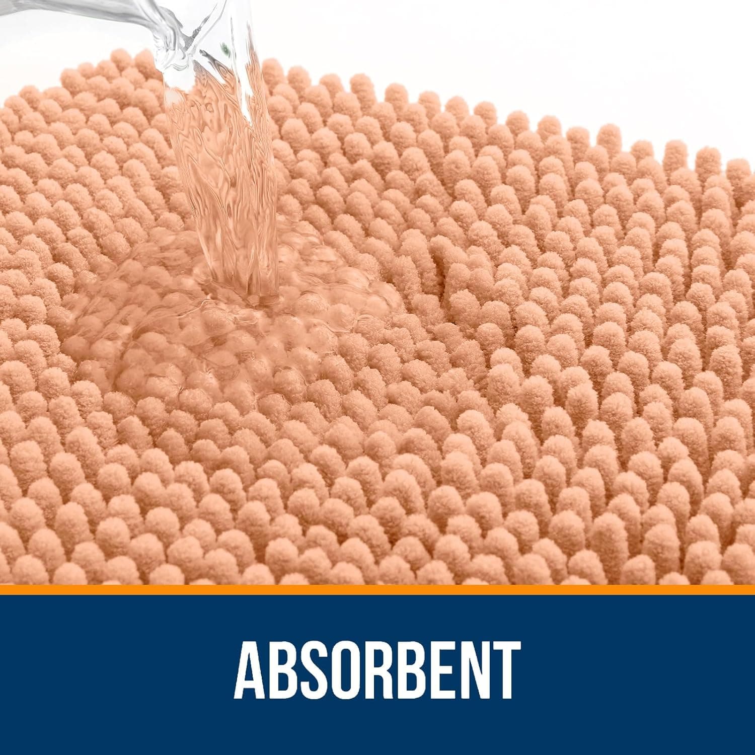 OLANLY Bathroom Rugs 30x20, Extra Soft Absorbent Chenille Bath Rugs, Rubber Backing Quick Dry, Machine Washable Bath Mats for Bathroom Floor, Tub and Shower, Home Decor Accessories, Peach 30" x 20" Peach - Image 5