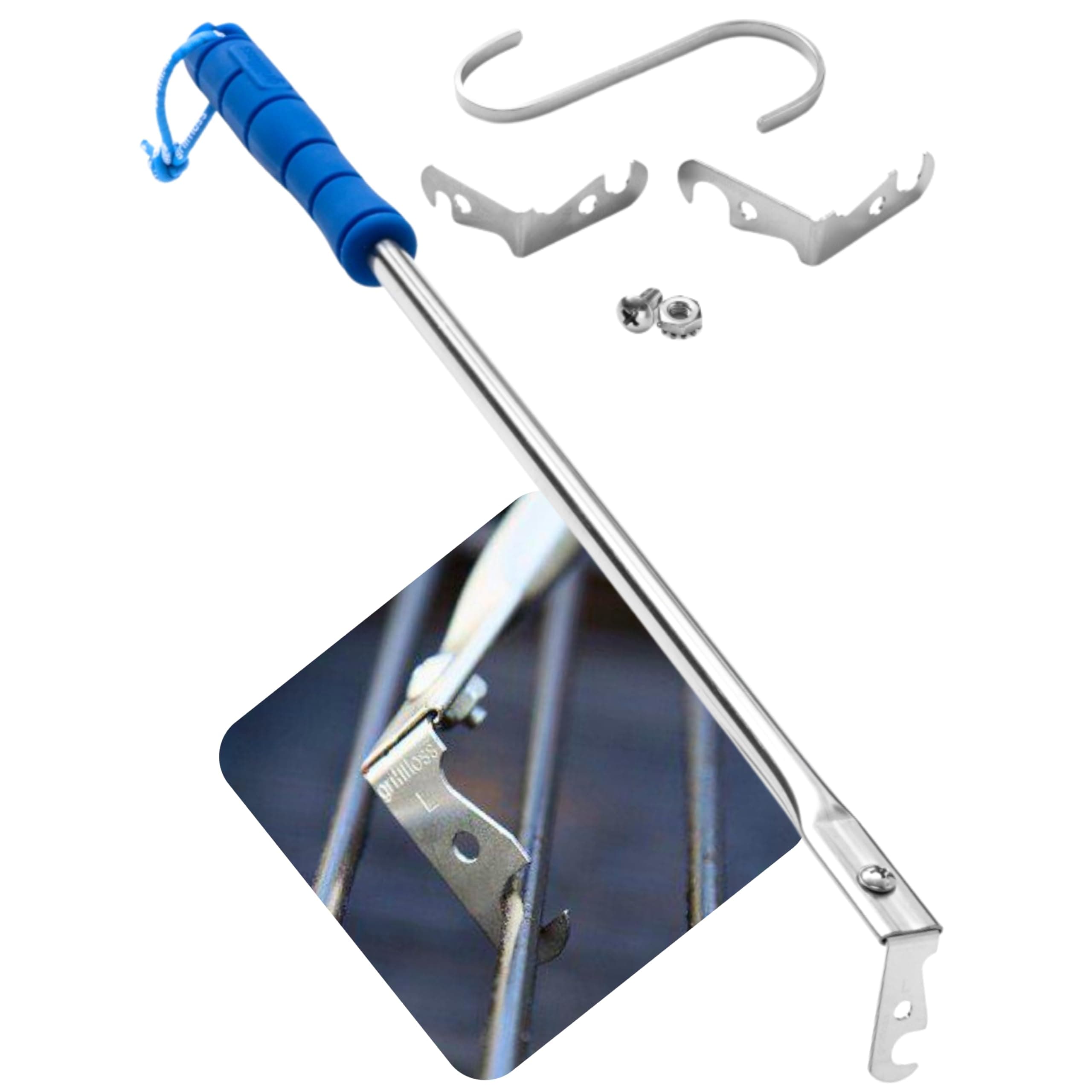 Grill Floss Premium Grill Scraper for Outdoor Grill with Round Grates - Bristle Free Grill Brush for Outdoor Grill - BBQ Grill Grate Cleaner Cleans Top and Bottom of Grill Without Lifting Grates