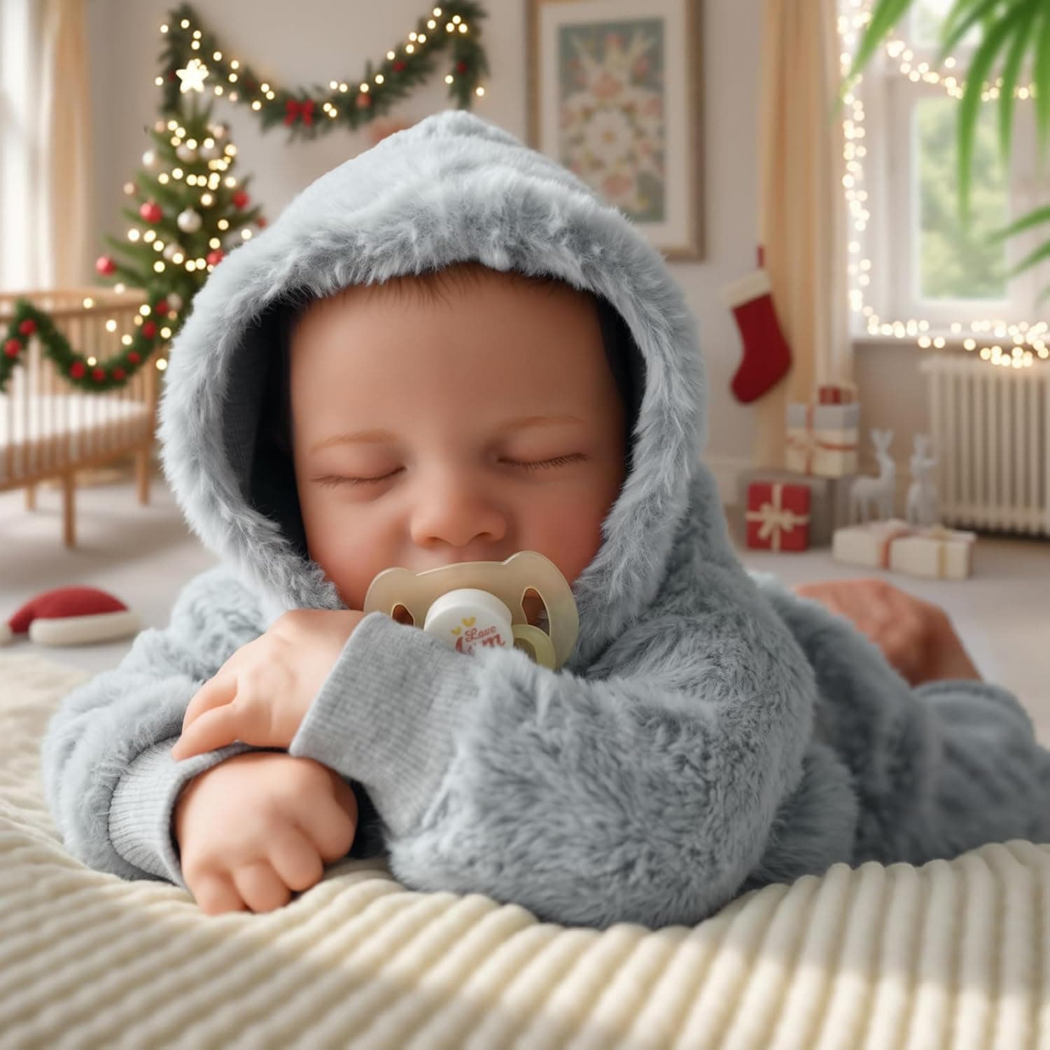 BABESIDE Lifelike Reborn Baby Dolls Silicone Full Body Boys - 17-Inch Real Baby Feeling Realistic-Newborn Baby Doll Full Body Vinyl Real Life Baby Dolls with Toy & Gift Box for Kids Grey - Image 9