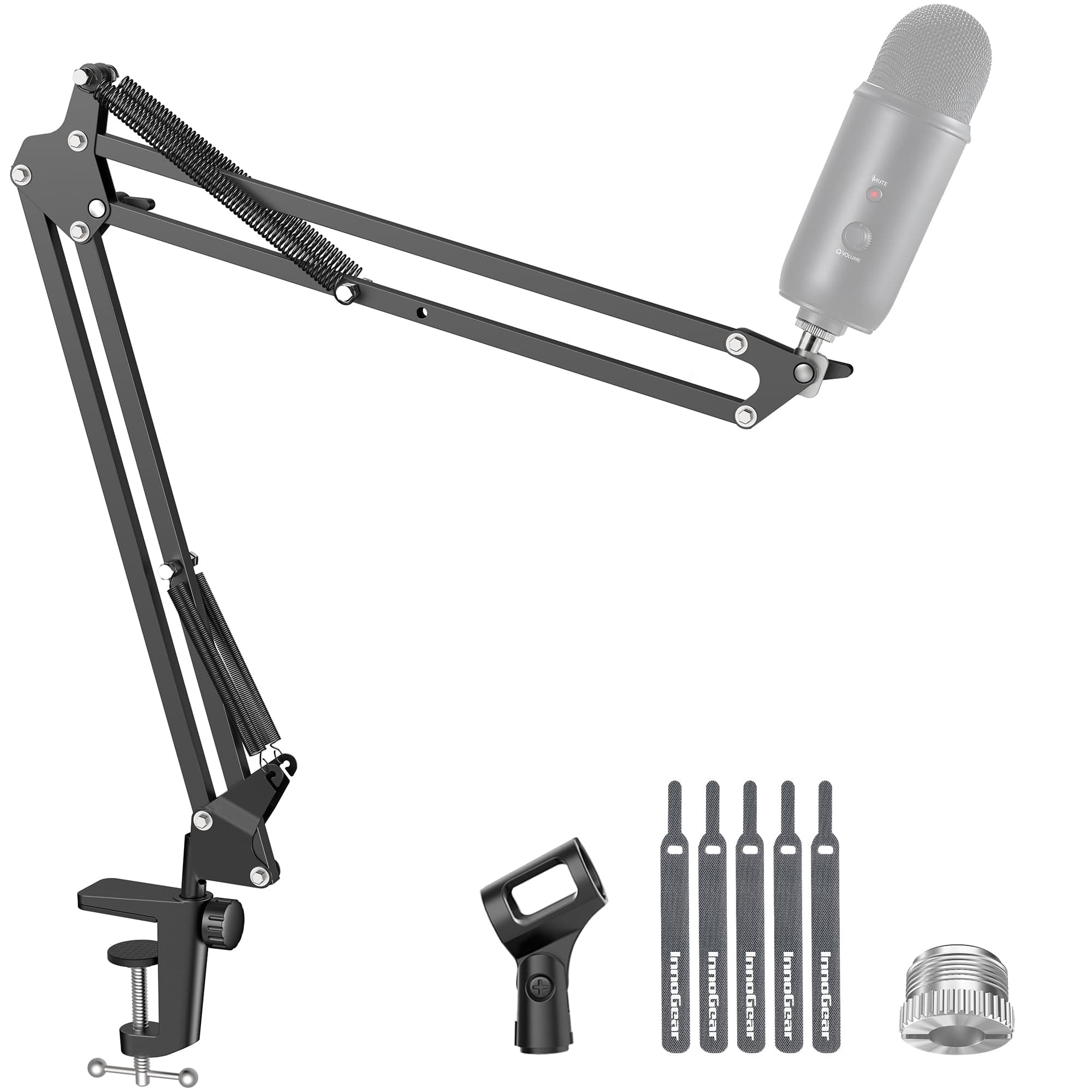 InnoGear Boom Arm Microphone Mic Stand for Blue Yeti HyperX QuadCast SoloCast Snowball Fifine Shure SM7B and Other Mic, Black Black Standard Mic Arm