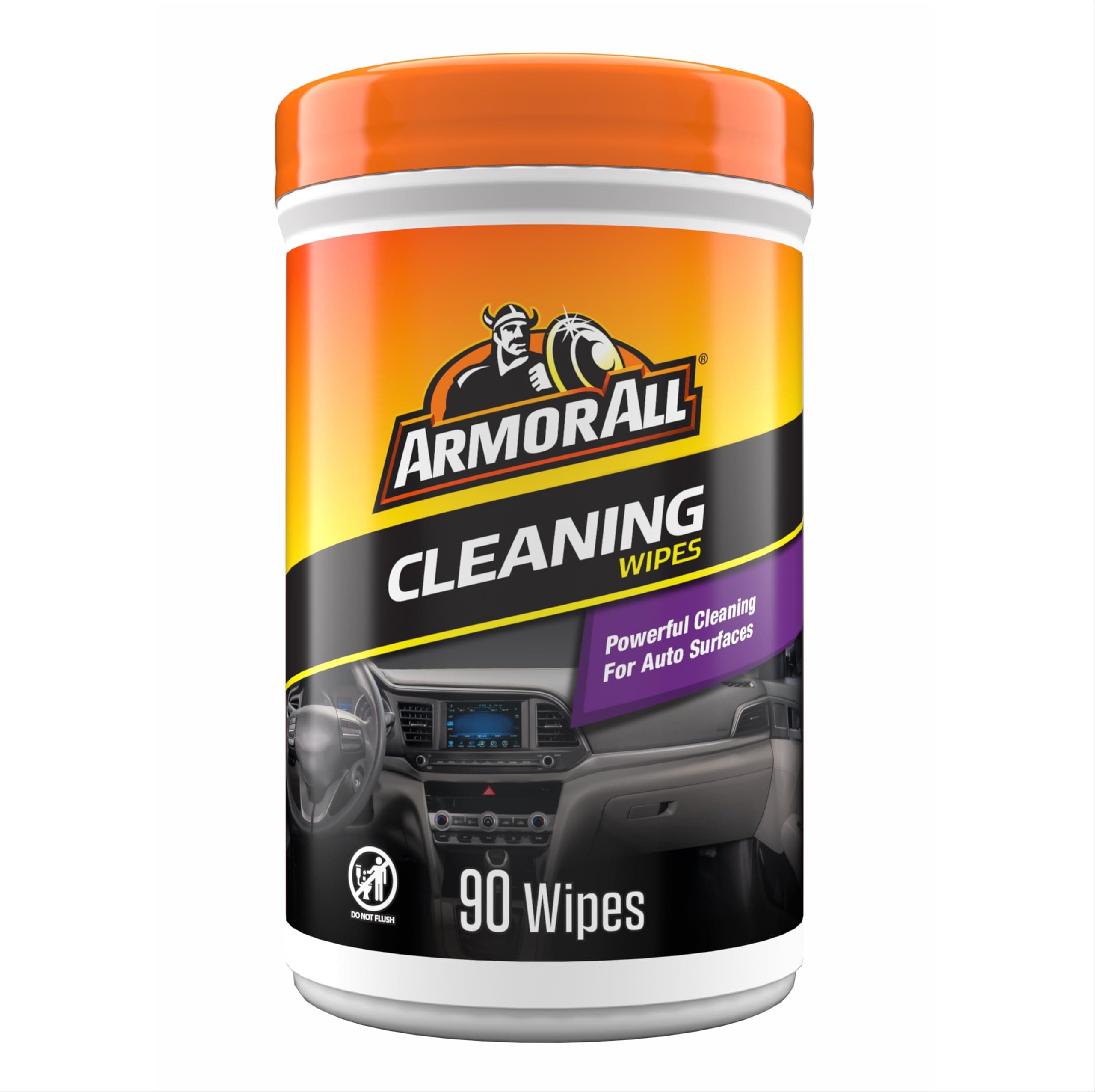 Armor All Car Cleaning Wipes, Wipes for Car Interior and Car Exterior, 90 Wipes Each 1 Count (Pack of 1)
