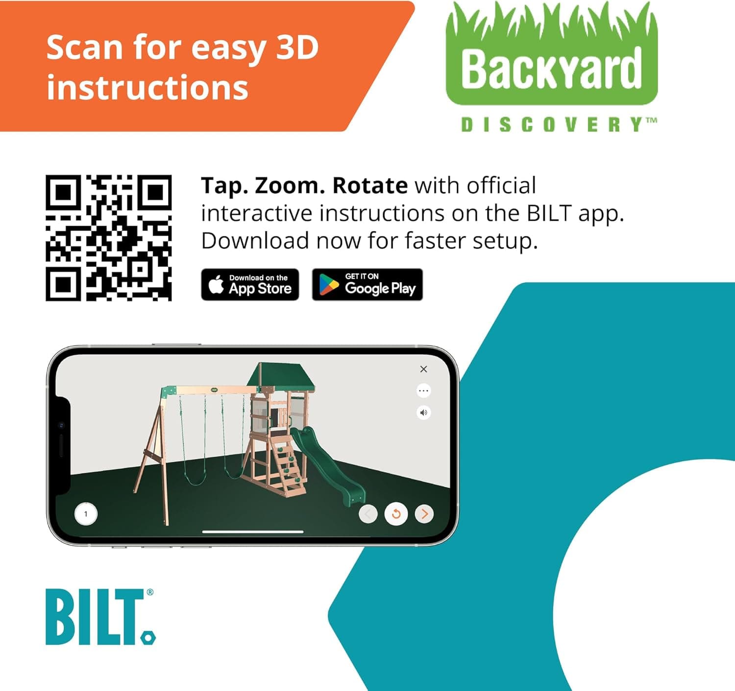 Backyard Discovery Buckley Hill Cedar Wood Swing Set with Wave Slide, Play Deck, Rock Wall Ladder, Belt Swings, Chalkboard, Canopy Roof, Outdoor Playset Green - Image 9