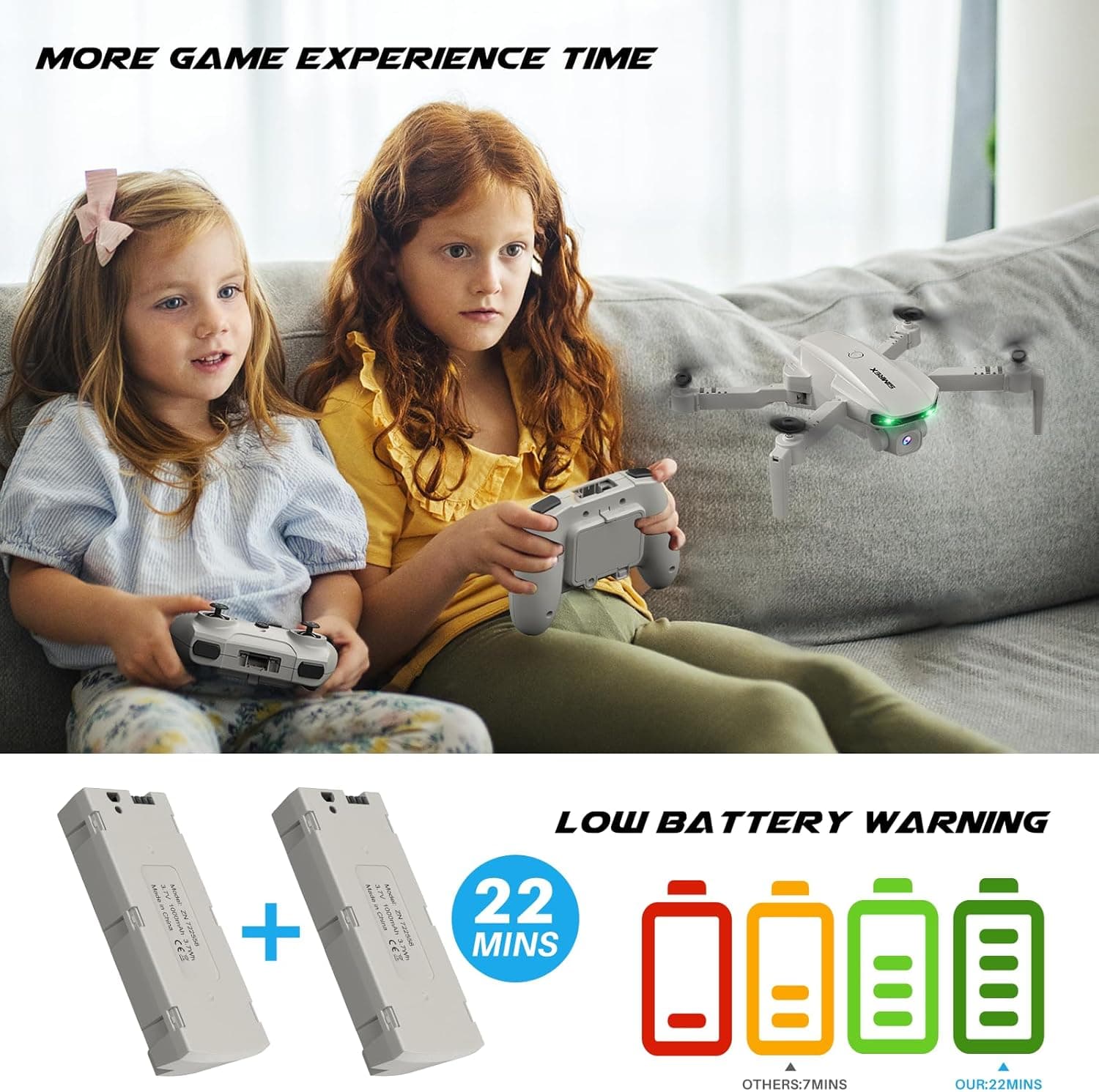 Drone SIMREX Con Cámara 1080P para Niños y Adultos, Quadcopter RC con Mantenimiento de Altura, Mini Drone con Inicio de Un Botón, Vuelo por Waypoint, Modo Sin Cabeza, Volteo 3D, 3 Velocidades, Drone Control Remoto para Principiantes Gris - Image 8