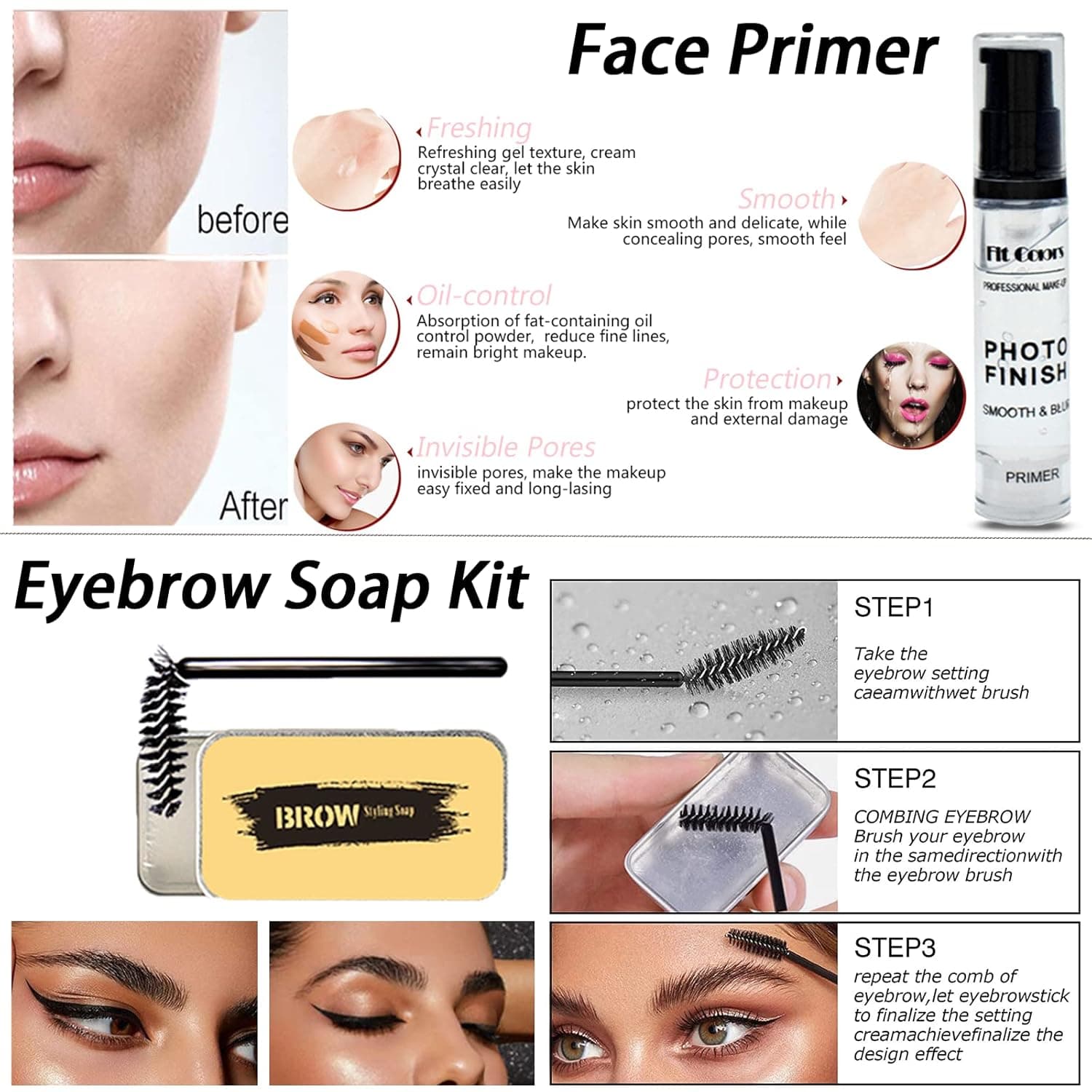 All in One Makeup Kit for Women Full Kit, Makeup Set 12 Colors Eyeshadow, Foundation & Primer, Lipsticks, Eyeliner, Mascara, Contour Stick, Brow Soap, Brush & Sponge, Make Up Gift Set for Women, Teens A (Matte Eyeshadow) - Image 7