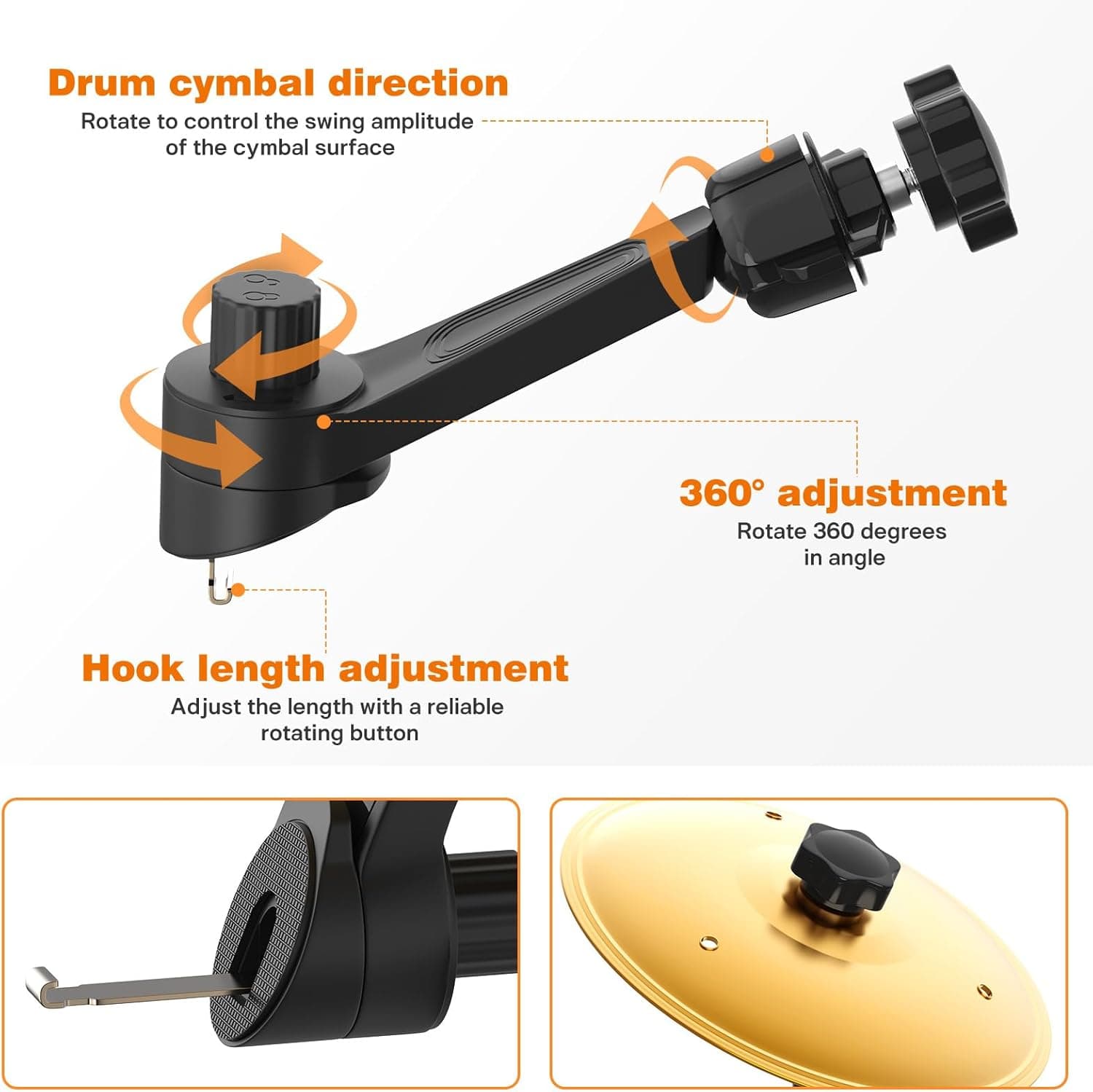 Car Cymbal Air Vent, Mini Drum Crash Cymbal Set with Mini Drum Stick, Funny Musical Instruments Gadget for Drummer Music Lovers Gift, Compact Durable Car Accessory for Most Vehicles(Gold) 1PCS Gold - Image 4