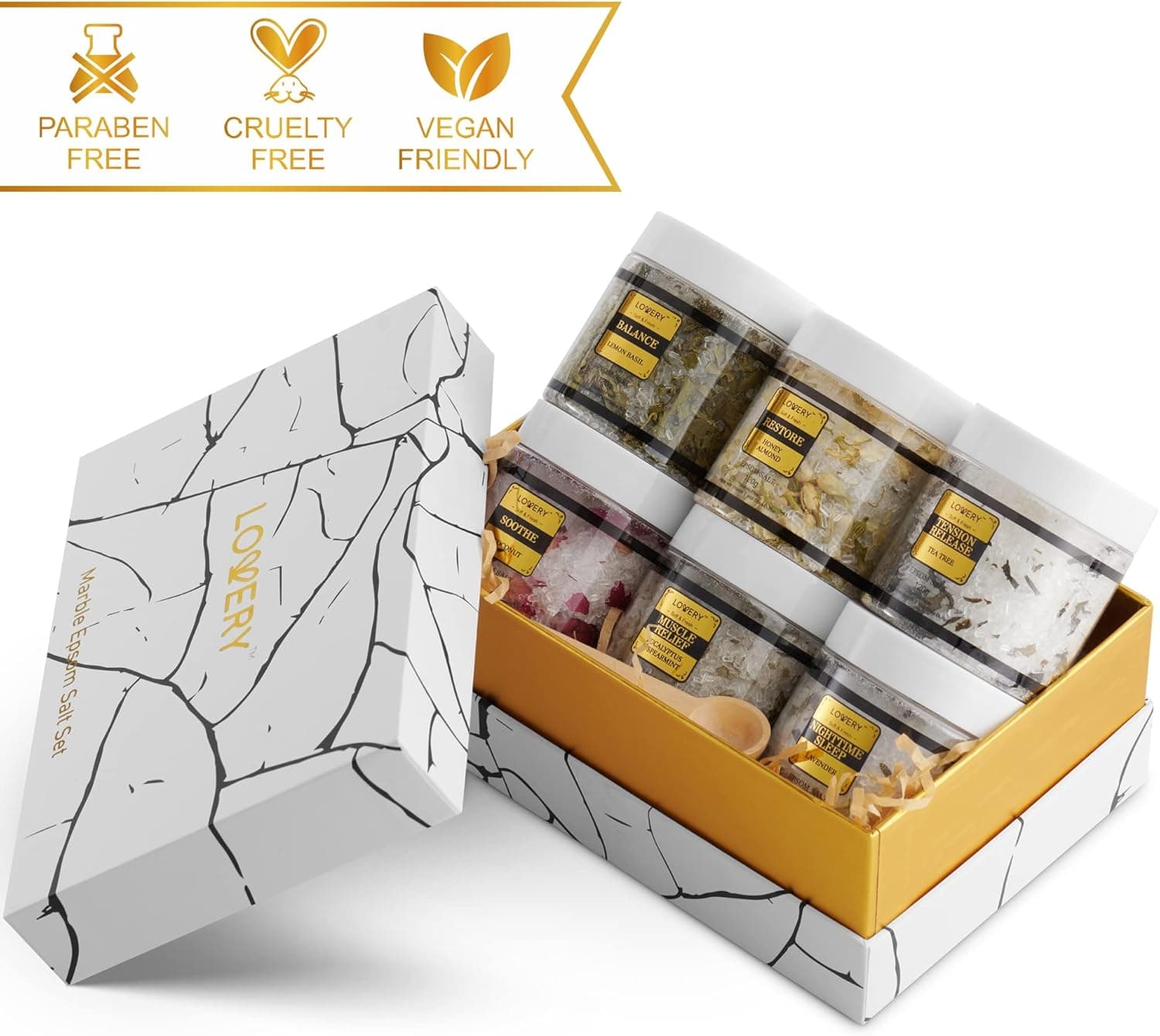 Mga Regalo sa Pasko para sa mga Babae na May Lahat, Epsom Bath Salts Gift Basket Set, Nakakapag-relax na Self Care Salt W/Essential Oil, Mga Regalo para sa Nanay, Lavender, Eucalyptus, Lemon, Coconut, Tea Tree, Honey Almond - Image 7