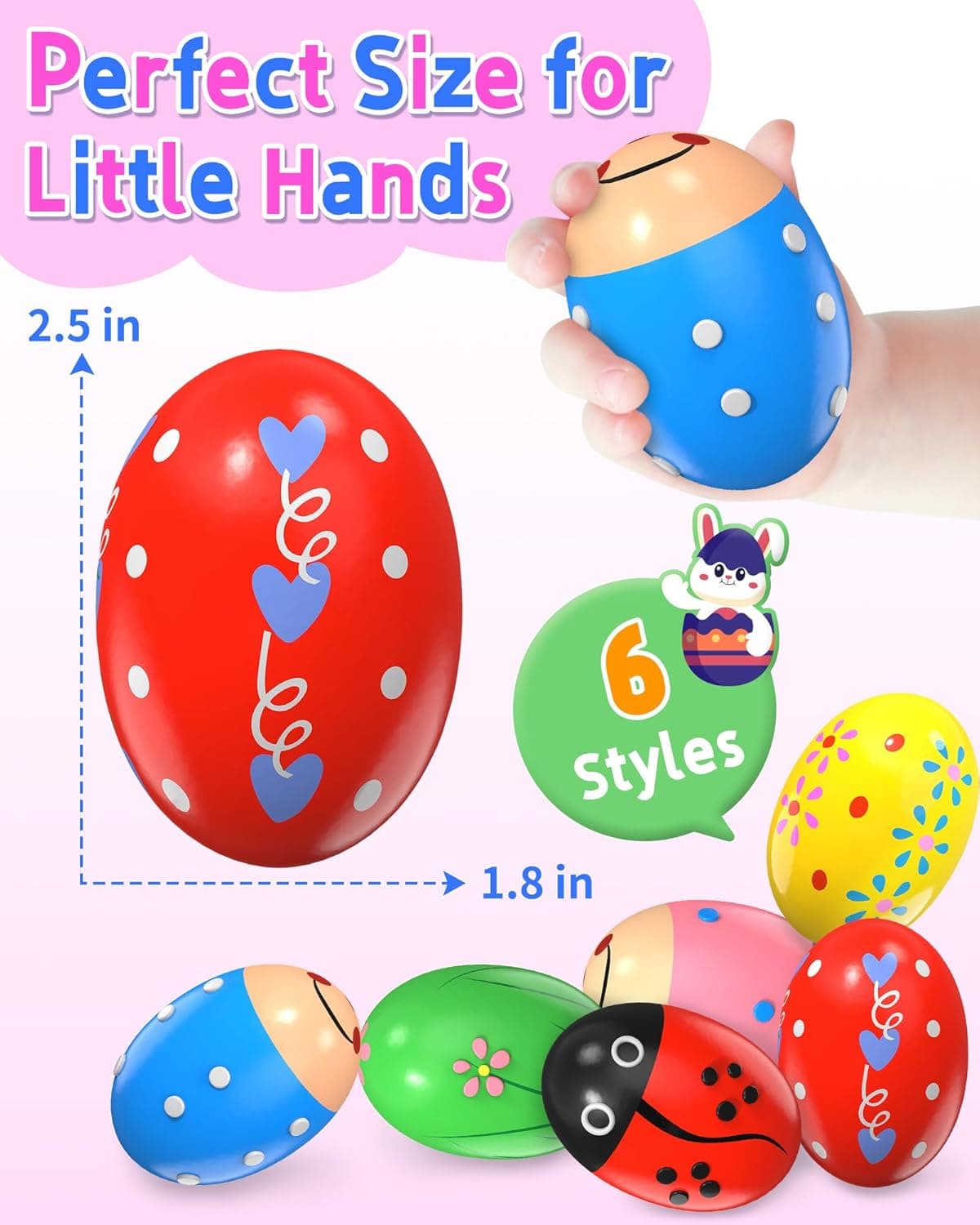 6 Pack Wooden Percussion Musical Shaker, Toddlers Stocking Stuffers, Baby Christmas Stocking Easter Basket Stuffers Egg Fillers Easter Gifts Montessori Toys for Kids Boys Girls 6 pcs - Image 7