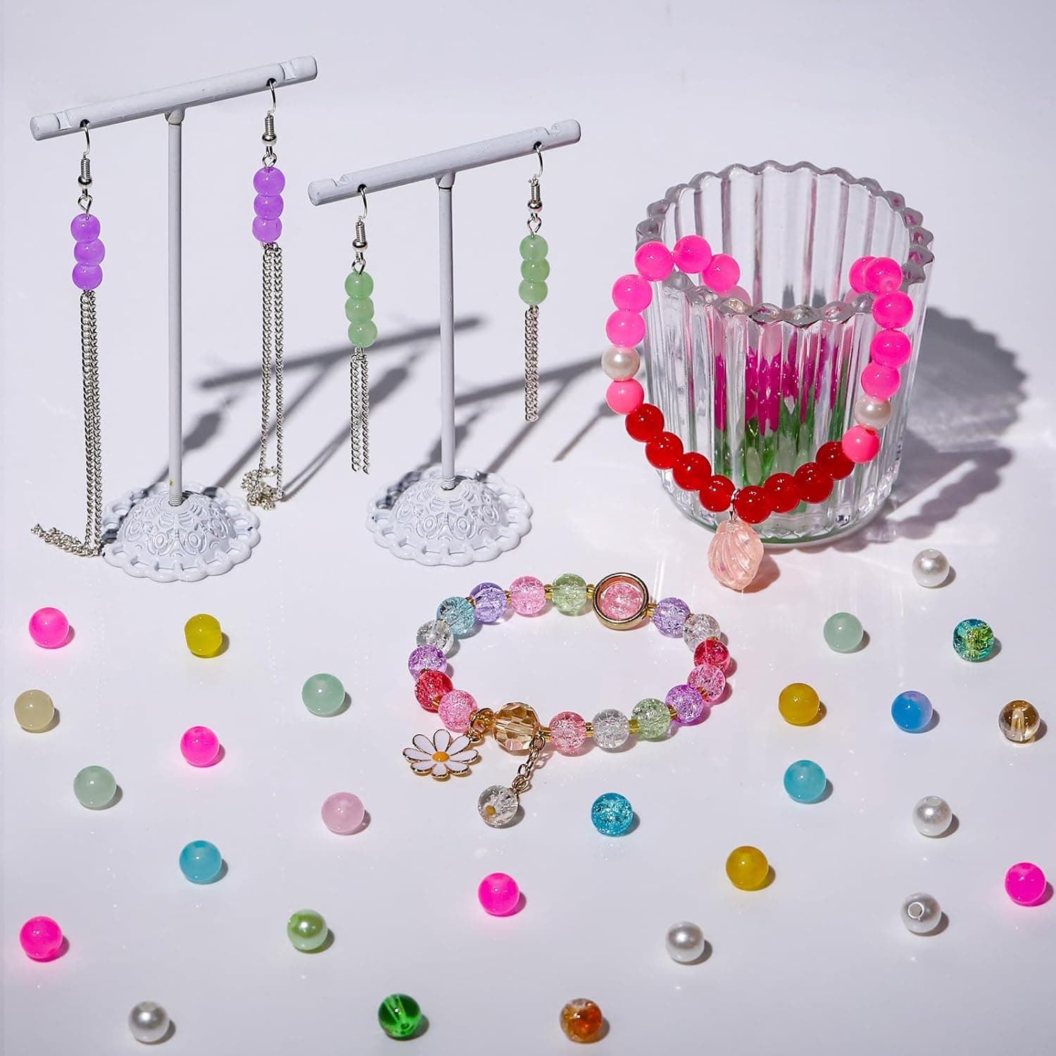 XSEINO About 7200PCS 6mm Glass Beads Bracelet Making Kit,144 Assorted Colors Crystal Glass Beads for Bracelet and Jewelry Making and DIY Crafts,Friendship Gifts,to Give to Friends, Family Multicolor 6Box - Image 4