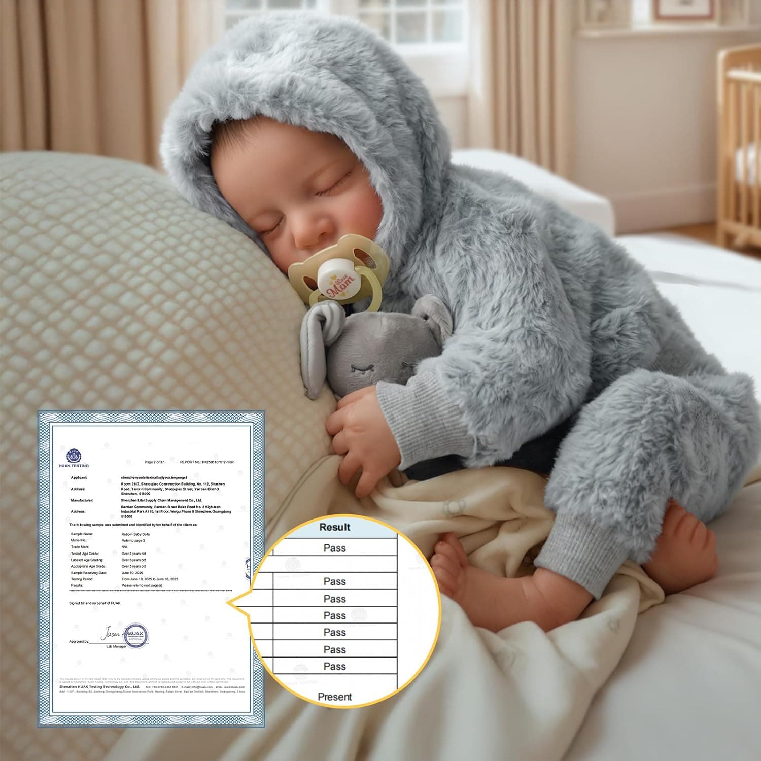 BABESIDE Lifelike Reborn Baby Dolls Silicone Full Body Boys - 17-Inch Real Baby Feeling Realistic-Newborn Baby Doll Full Body Vinyl Real Life Baby Dolls with Toy & Gift Box for Kids Grey - Image 5