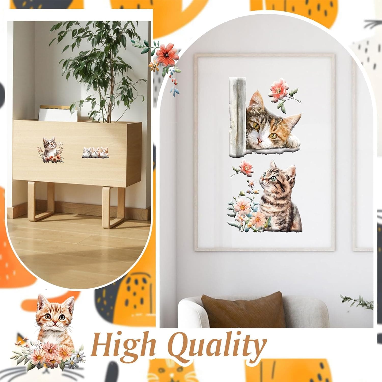 Rub on Transfers for Crafts, 3 Sheets Cats Theme 5.91 * 11.81in Rub on Transfers for Furniture and Crafts for Wood Farbic Glass DIY Home Office Decoration Cute Cats - Image 7
