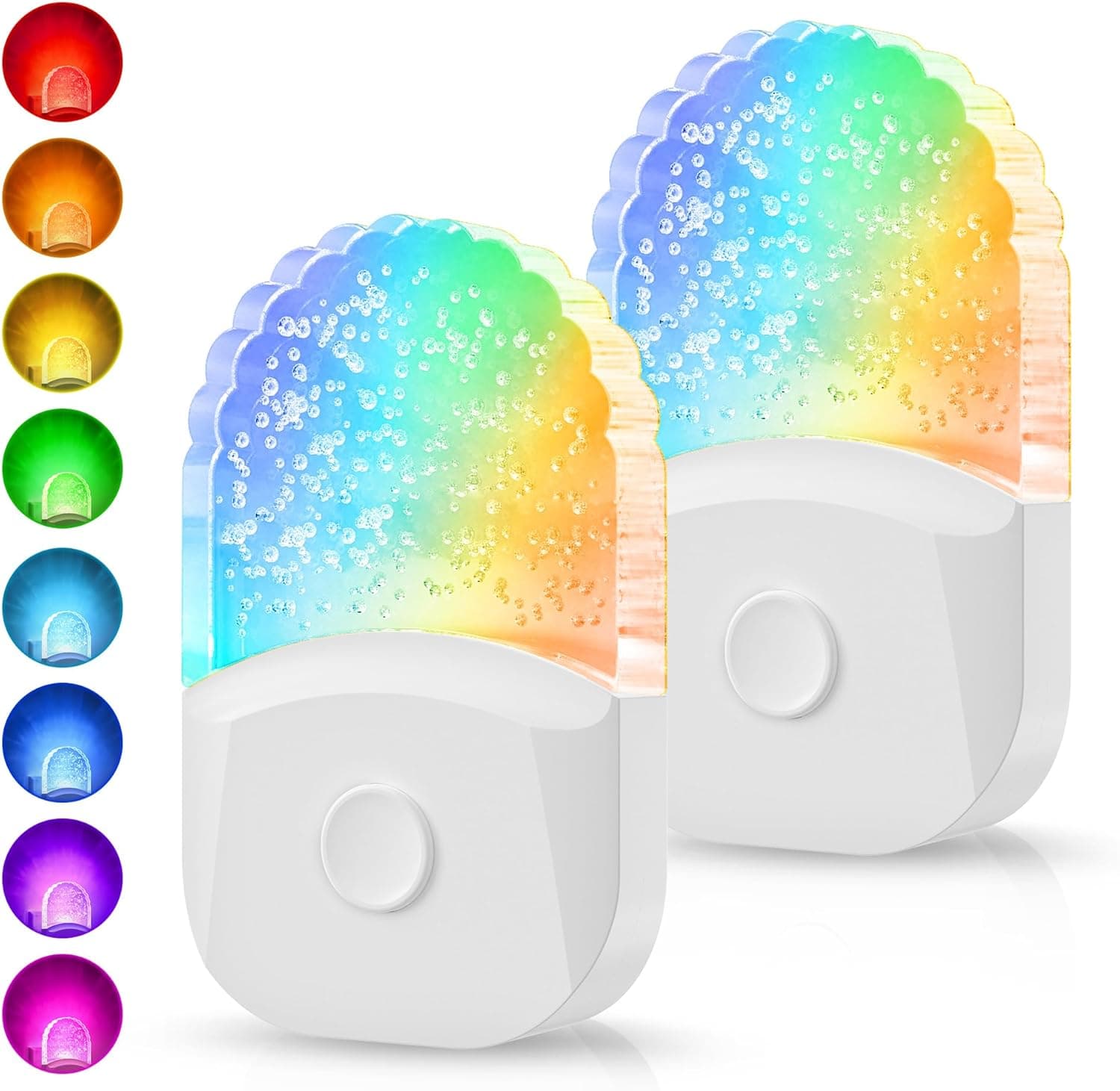 Night Lights Plug Into Wall [2 Pack], Color Changing Night Light for Kids, 8-Color RGB LED Nightlight with Dusk to Dawn Sensor for Bathroom Decor, Children Room, Gift Multicolor 2 Packs - Image 2