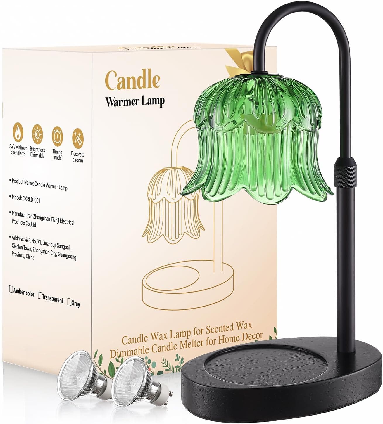 Candle Warmer Lamp Adjustable Timer Electric－Green Flower-Shaped Wax lamp - Image 9