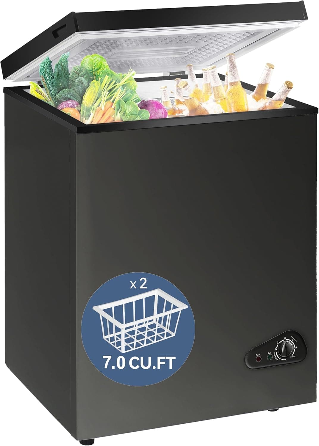 7.0 Cu Ft Chest Freezer - Energy Saving Quiet Top Open Door Mini Freezer Adjustable 6 Thermostat - Compact Small Deep Freezer - Image 2