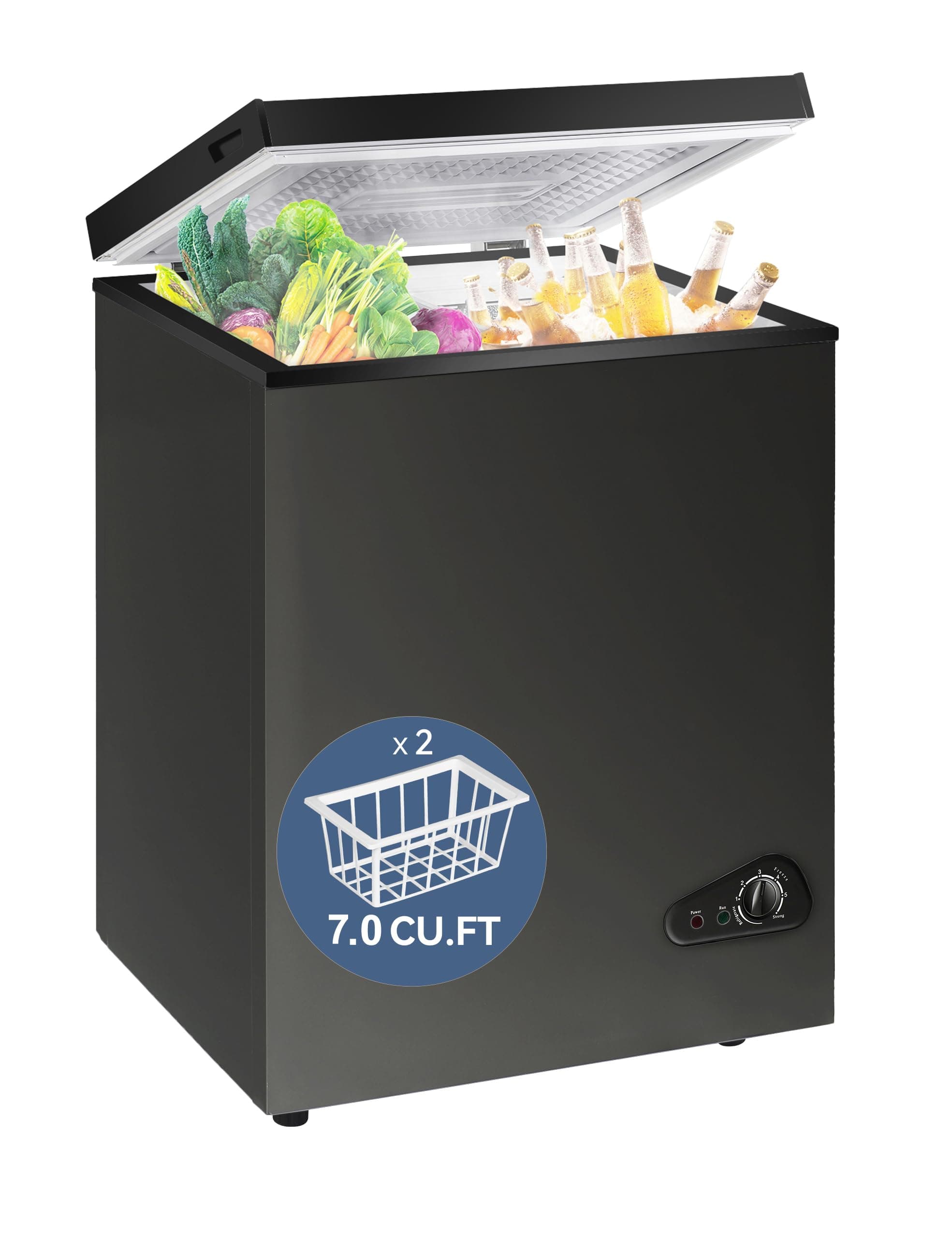 7.0 Cu Ft Chest Freezer - Energy Saving Quiet Top Open Door Mini Freezer Adjustable 6 Thermostat - Compact Small Deep Freezer