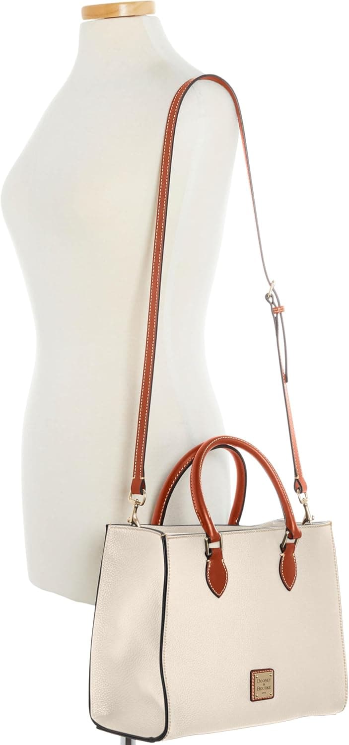 Dooney & Bourke Women's Janine Satchel in Pebble Grain Leather, Large Handbag with Adjustable & Detachable Shoulder Strap Bone - Image 5