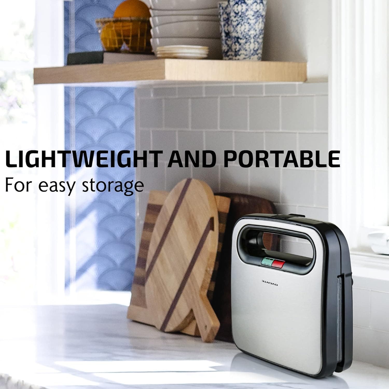 OVENTE Electric Sandwich Maker with Non-Stick Plates, Indicator Lights, Cool Touch Handle, Easy to Clean and Store, Perfect for Cooking Breakfast, Grilled Cheese, Tuna Melts and Snacks, Black GPS401B - Image 5