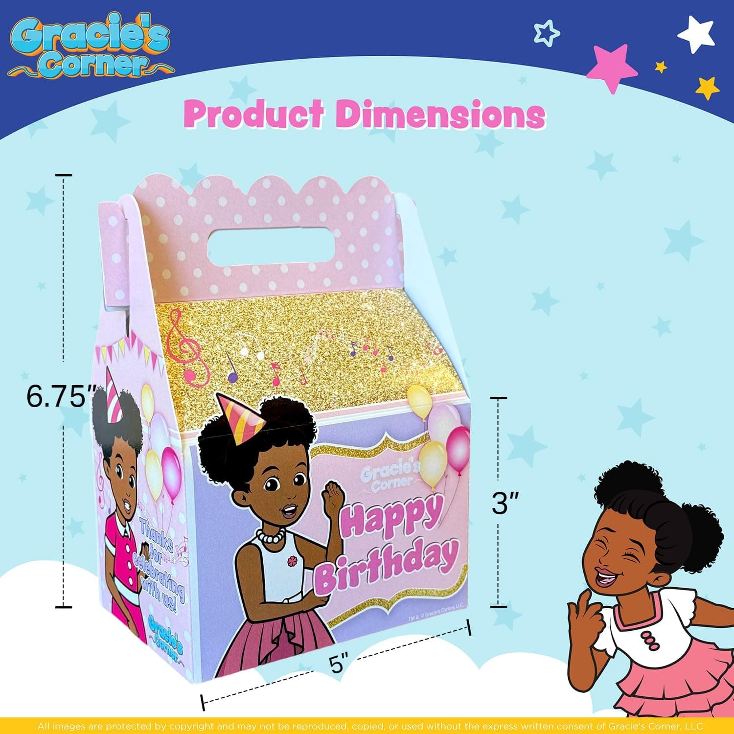 Gracie’s Corner Birthday Party Gable Treat Box, Custom Printed Party Treat Boxes, Party Supplies for Girls’ Birthdays, Baby Showers, and More, Favor Boxes for Party Gifts, and Treats, 8 Count (Pink and Gold) Pink & Gold - Image 5