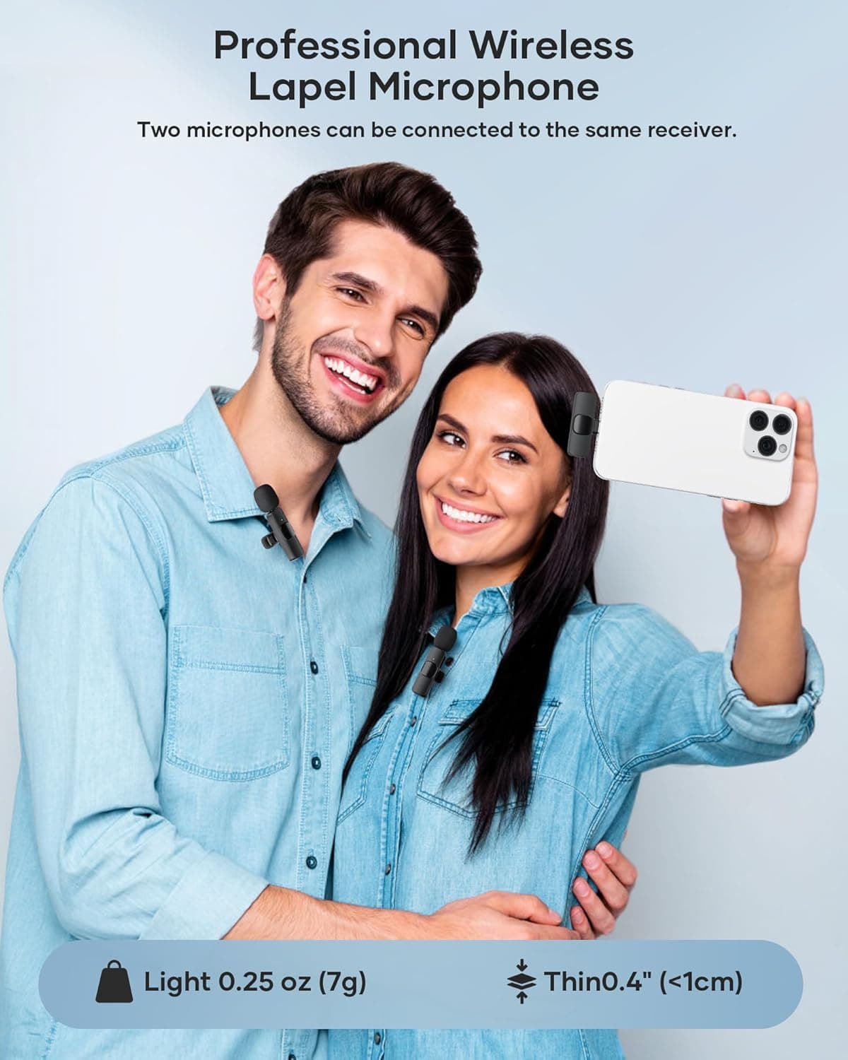 2 Pack Wireless Lavalier Microphone for iPhone iPad and Android Phone, Lapel Mic Plug and Play Wireless Mic Noise Reduction Mini Microphone for Video Recording Interview Podcast Vlog YouTube Tiktok Mic 2 (2 TX + 1 RX) - Image 5