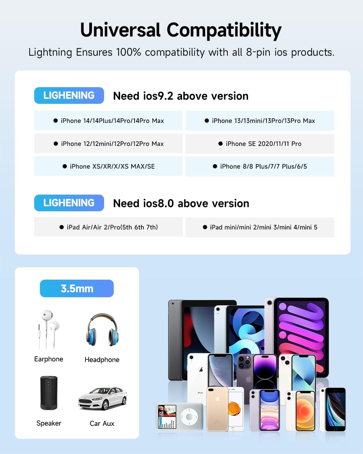 [Apple MFi Certified] 2 Pack Lightning to 3.5 mm Headphone Jack Adapter, iPhone Aux Adapter Converter Dongle Audio Cable Compatible with iPhone 14 13 12 11 X XS 8 7 1 White/Lightning 2Pack - Image 5