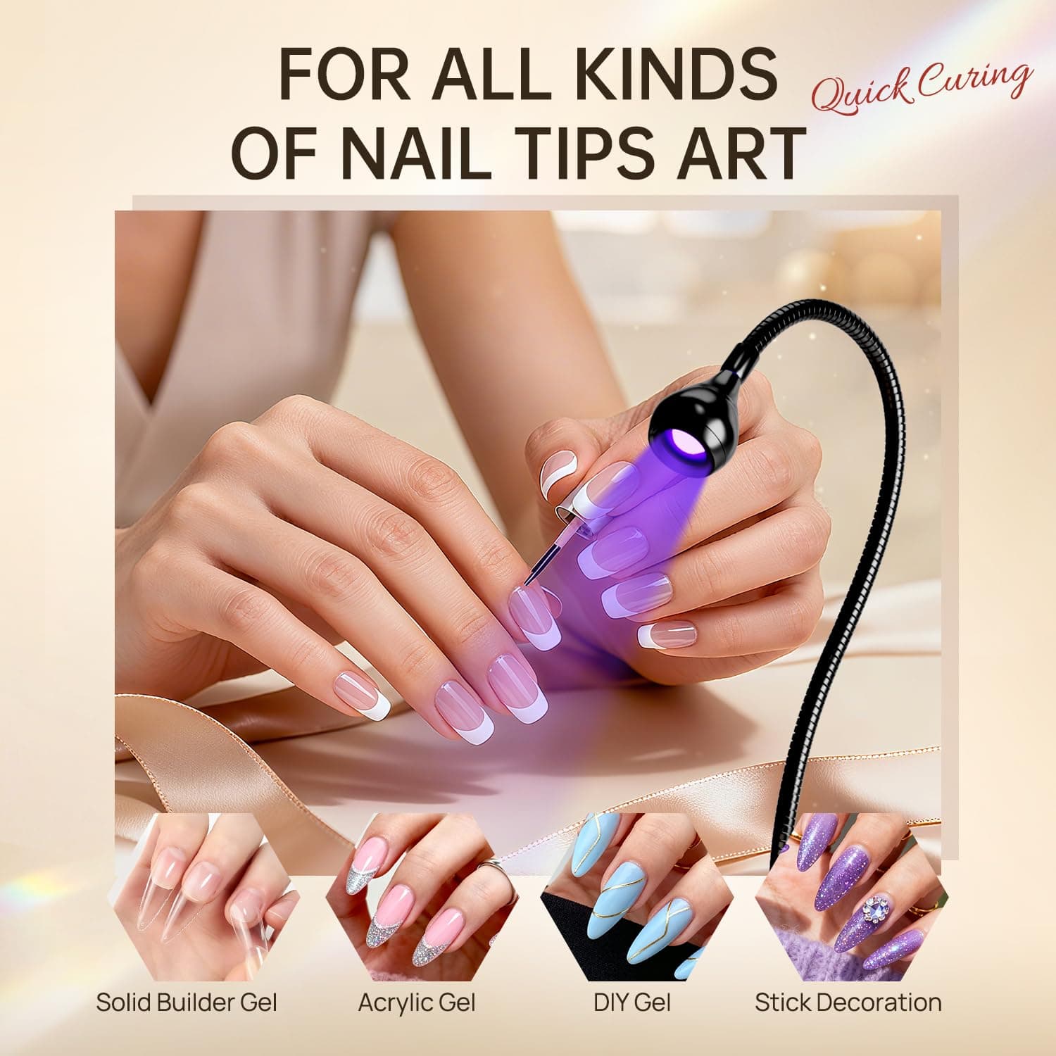 AORAEM Lámpara de Uñas LED Secadora de Manicura con Cuello de Cisne Negro y Abrazadera para Uñas de Gel - Image 5