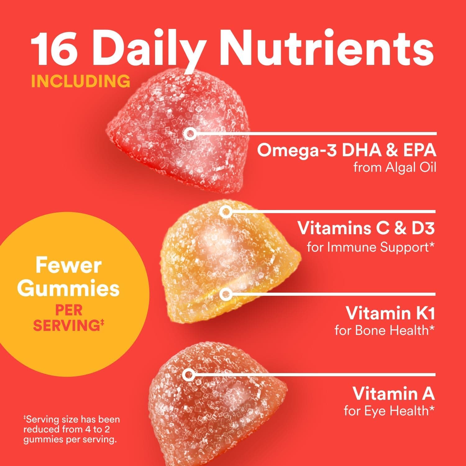 SmartyPants Kids Multivitamin Gummies - Fórmula Mejorada: Omega 3 (DHA/EPA), Vitaminas D3, C, B12, B6, Vitamina A, K y Zinc, Sin Gluten, Tres Sabores Frutales, 60 Conteo (Suministro de 30 Días) Tres Frutas NUEVO 1 Conteo (Paquete de 1) - Image 6