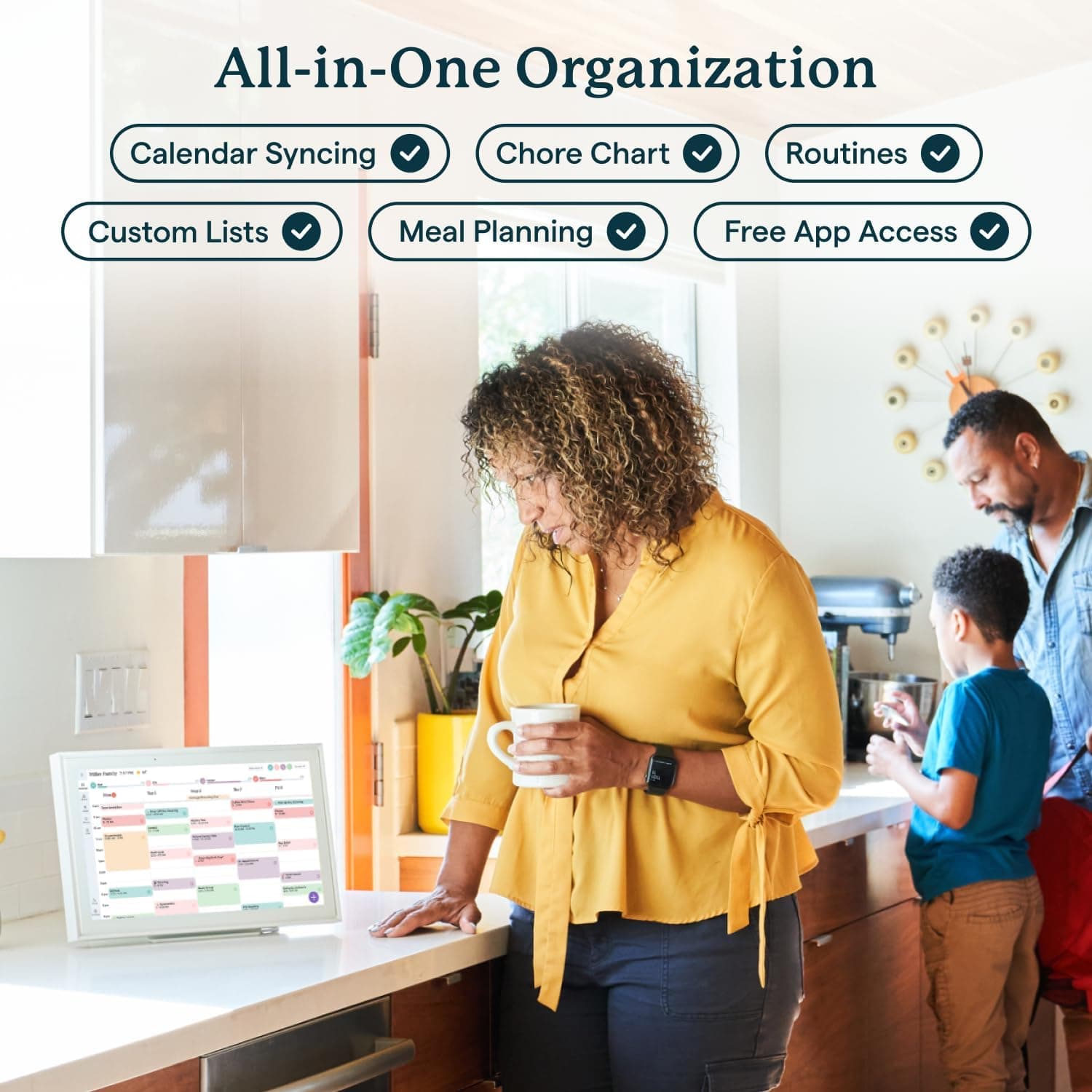 Calendario Skylight: Planificador de Pared Digital de 15 Pulgadas y Tabla de Tareas, Pantalla Táctil Interactiva Inteligente para Horarios Familiares – Soporte de Pared Incluido, Ideal para Organizar tu Calendario 2026 15 Pulgadas Blanco - Image 3