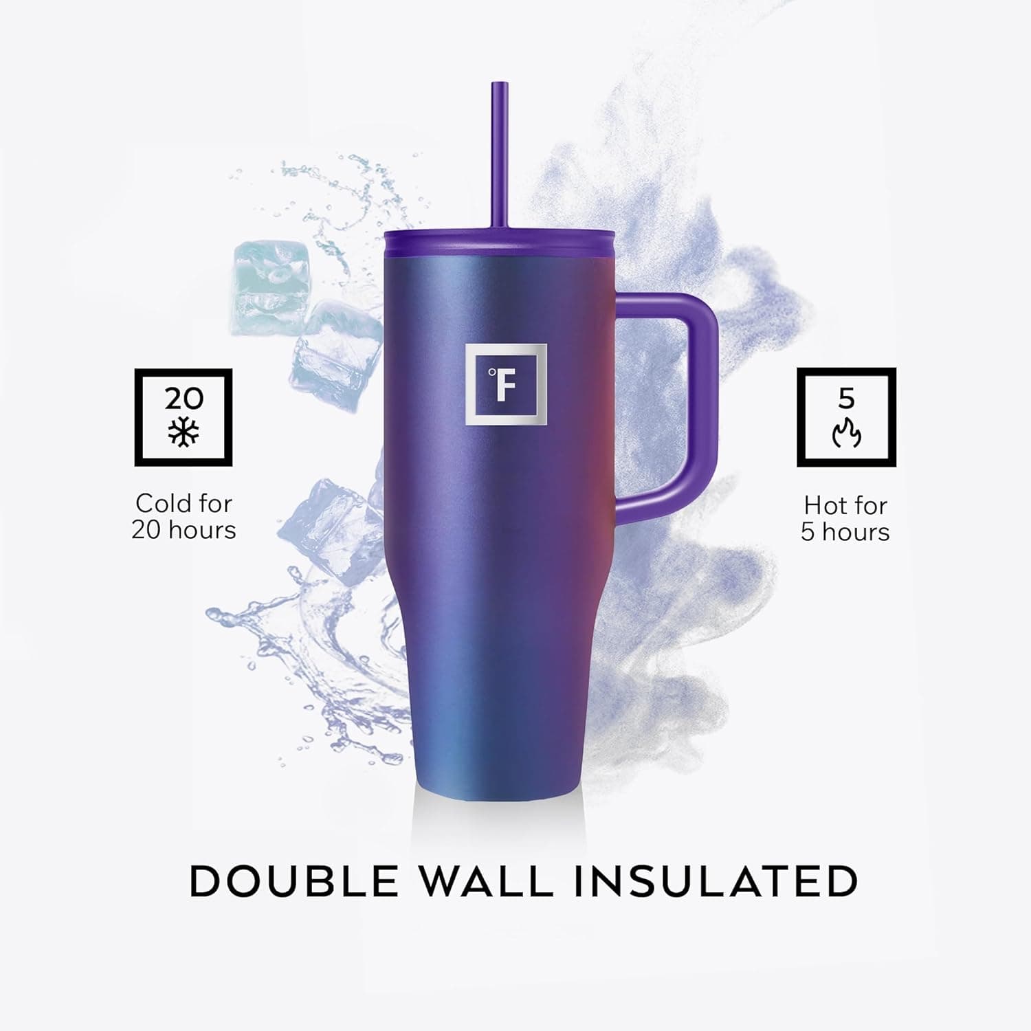 IRON °FLASK Co-Pilot Insulated Mug w/Straw & Flip Cap Lids - Cup Holder Bottle para sa Mainit at Malamig na Inumin - Leak-Proof - Portable Travel Mug para sa Tubig, Kape - Aurora, 32 Oz - Image 5