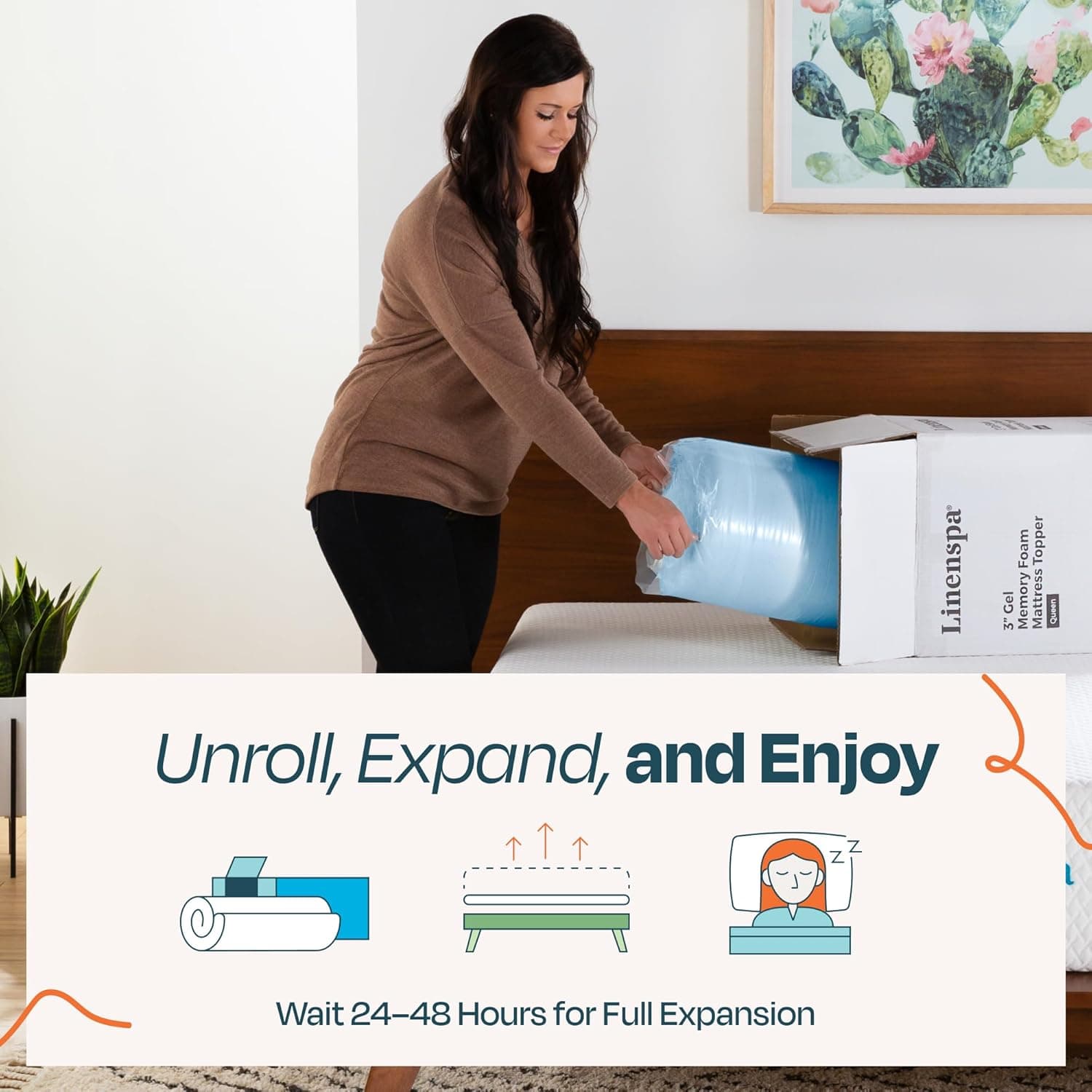 LINENSPA Memory Foam Mattress Topper - 2 Inch Gel Infused Memory Foam - Plush Feel - Cooling and Pressure Relieving - CertiPUR Certified - Dorm Room Essentials - Twin Size Twin 2 Inch Topper Only - Image 7