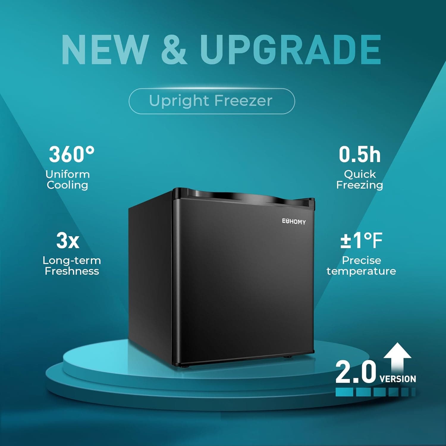 EUHOMY 1.1 Cubic Feet Mini Freezer, Countertop, Single Door Compact Upright Freezer with Reversible Door, Removable Shelves, Small freezer for Home/Dorms/Apartment/Office, New Black Black 1.1 CU.FT - Image 3