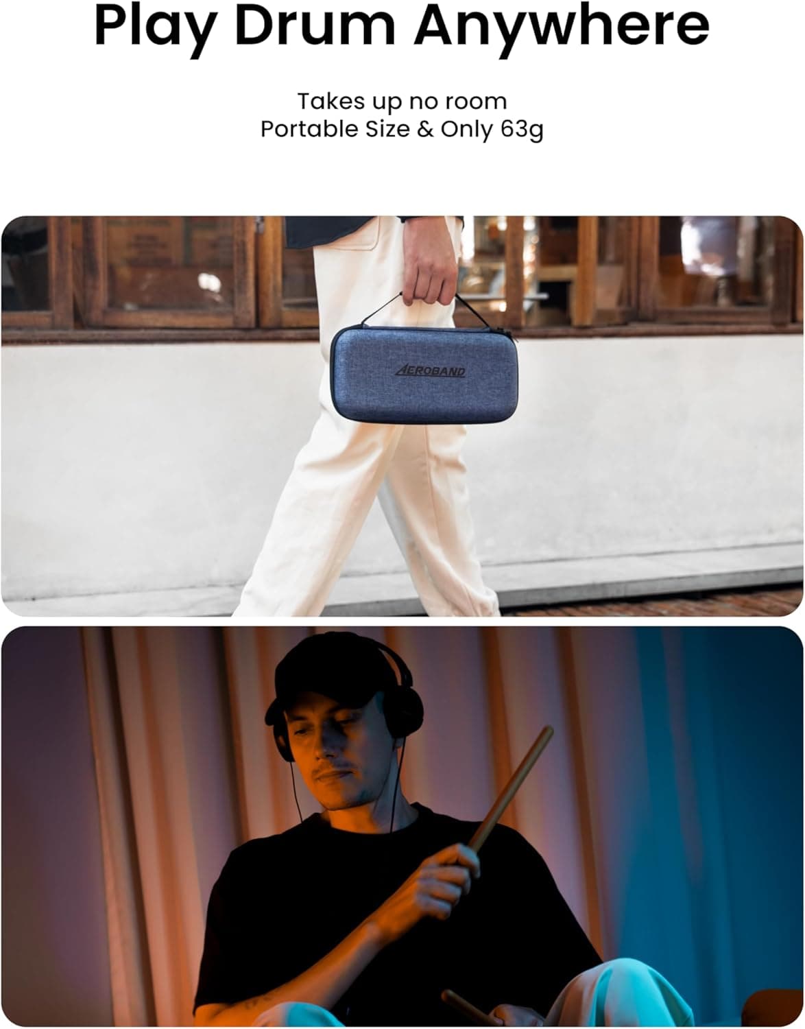 AeroBand Electronic Drum Set PocketDrum2 MAX 2025, Air Drum Sticks & Pedals & Bluetooth Adapter, Play Drum Anywhere Anytime, 8 Tones and USB Midi Teens Adult Drummer Gift (Earphone Included) Wood - Image 3