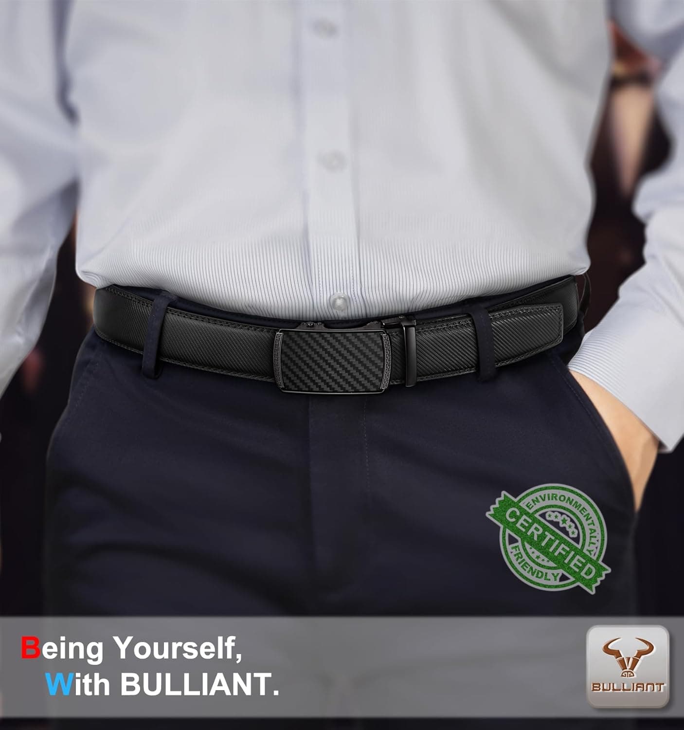 BULLIANT Men's Belt,Slide Ratchet Belt Adjsutable For Men Suit Casual Jeans Gift Boxed,Trim To Fit Black231 38"-44"Waist Adjustable - Image 4