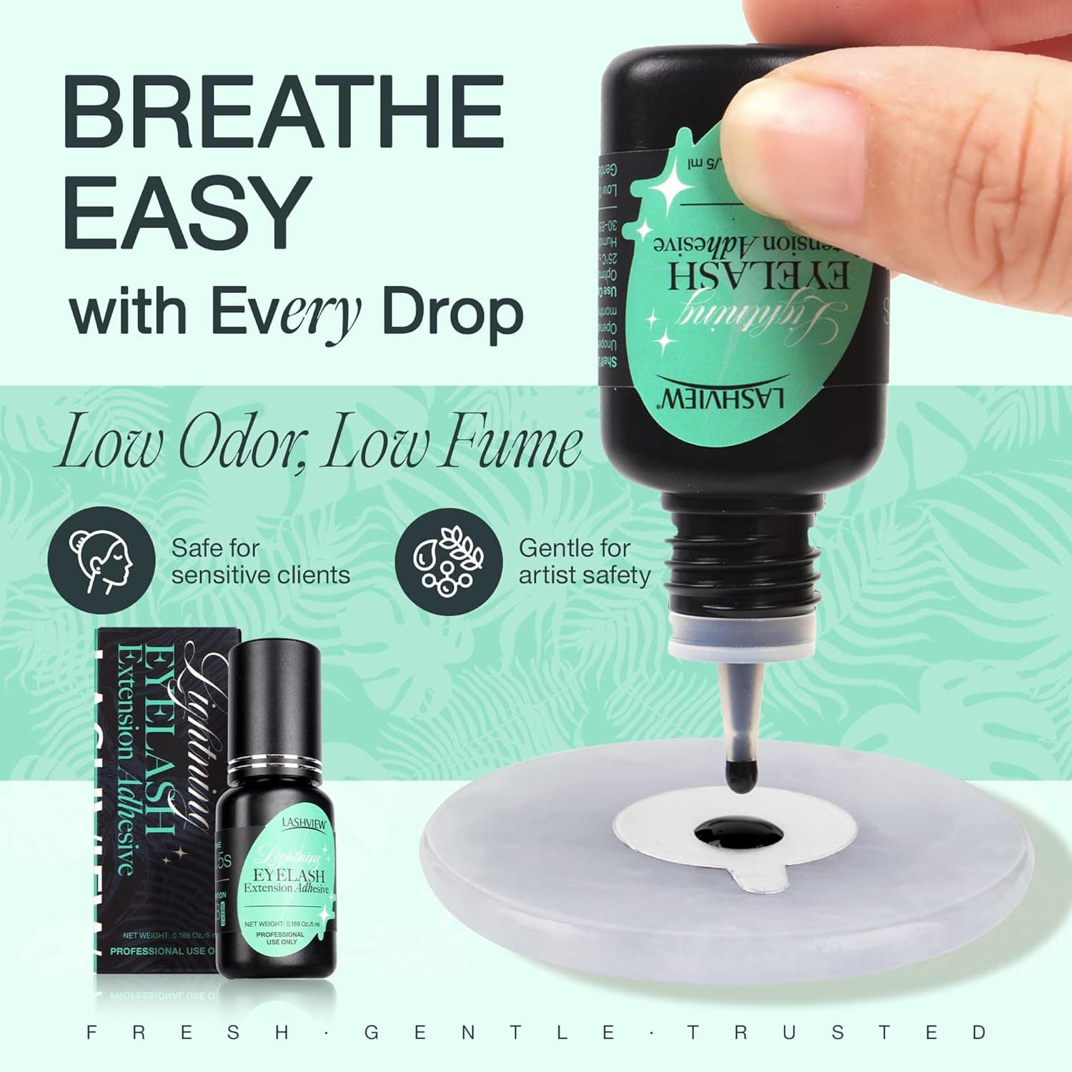 LASHVIEW Eyelash Extensions Glue, 0.3 Sec Fast Drying Retention 6-8 Weeks Black Adhesive Professional Sensitive Waterproof Glue 5ml /0.17 fl.oz FH01 FH01-5ML - Image 5