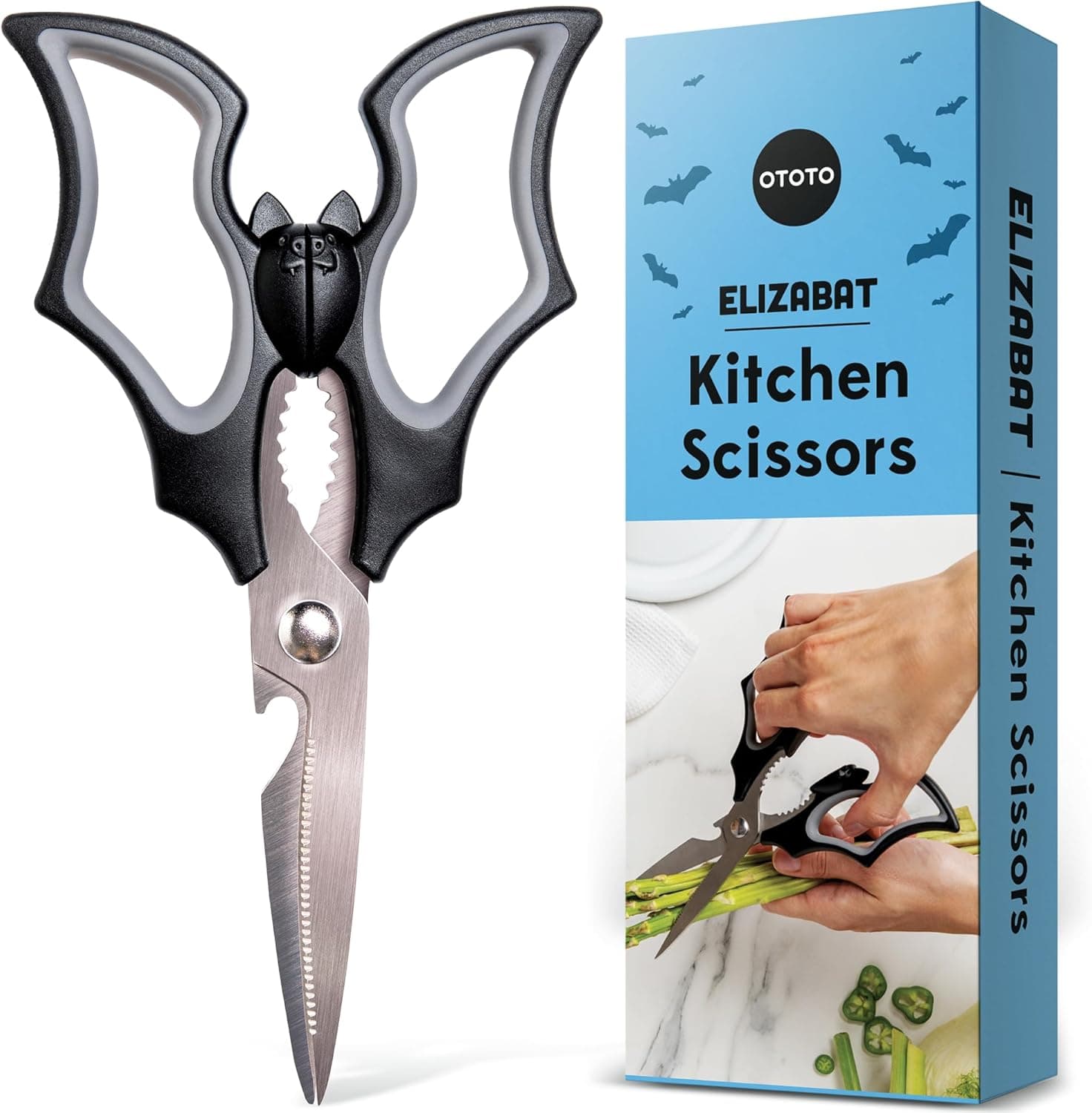 OTOTO Elizabat Kitchen Scissors - Halloween Goth Cute Bat Kitchen Shears, Gothic Scissors Utensils - Spooky Bats Halloween Gifts, Cute Gadgets - Image 2