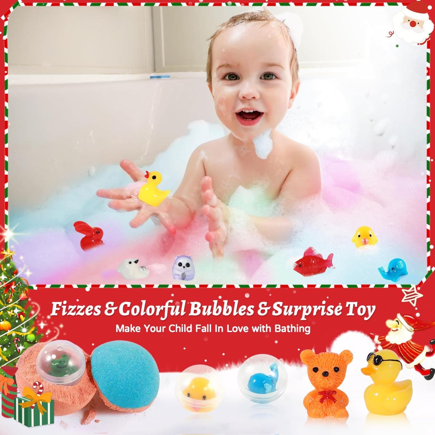 Bath Bombs for Kids with Surprise Inside, 24 Pack Kid Bath Bombs Gift Set, Christmas Gifts for Kids Stocking Stuffers for Boys Girls Kid Bubble Bath Fizzy with Bath Toys Inside - Image 5