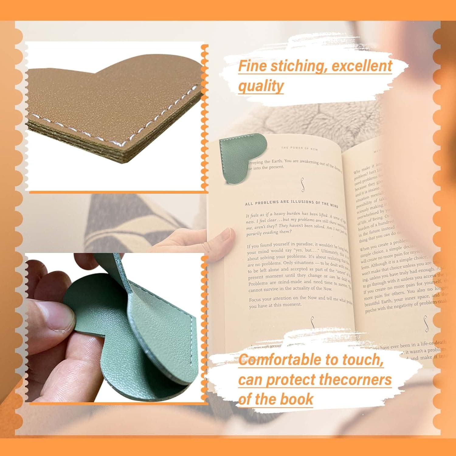 Leather Heart Bookmarks - Winjeto 6 Pieces Cute Corner Page Book Marks for Teachers Students Book Reading Lovers, for School Office Home Supplies (Heart（6pcs）) - Image 4