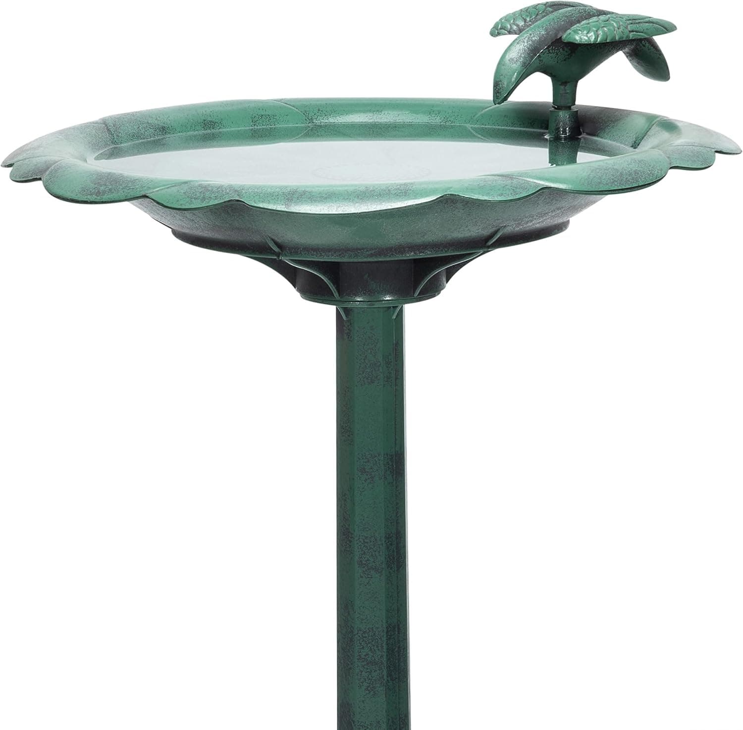 Alpine Corporation 31" Tall Outdoor Antique Flower Birdbath with Bird Decoration Yard Statue, Durable Polypropylene Construction for Patio, Deck, or Yard, Green - Image 8
