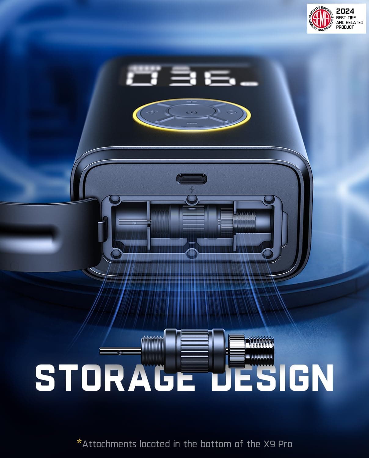 Fanttik X9 Pro 便携式轮胎充气泵，适用于紧凑型汽车，1分钟快速充气电动自行车泵，带数字轮胎压力计，150PSI空气压缩机，适用于电动自行车、摩托车、球，黑色 - Image 4