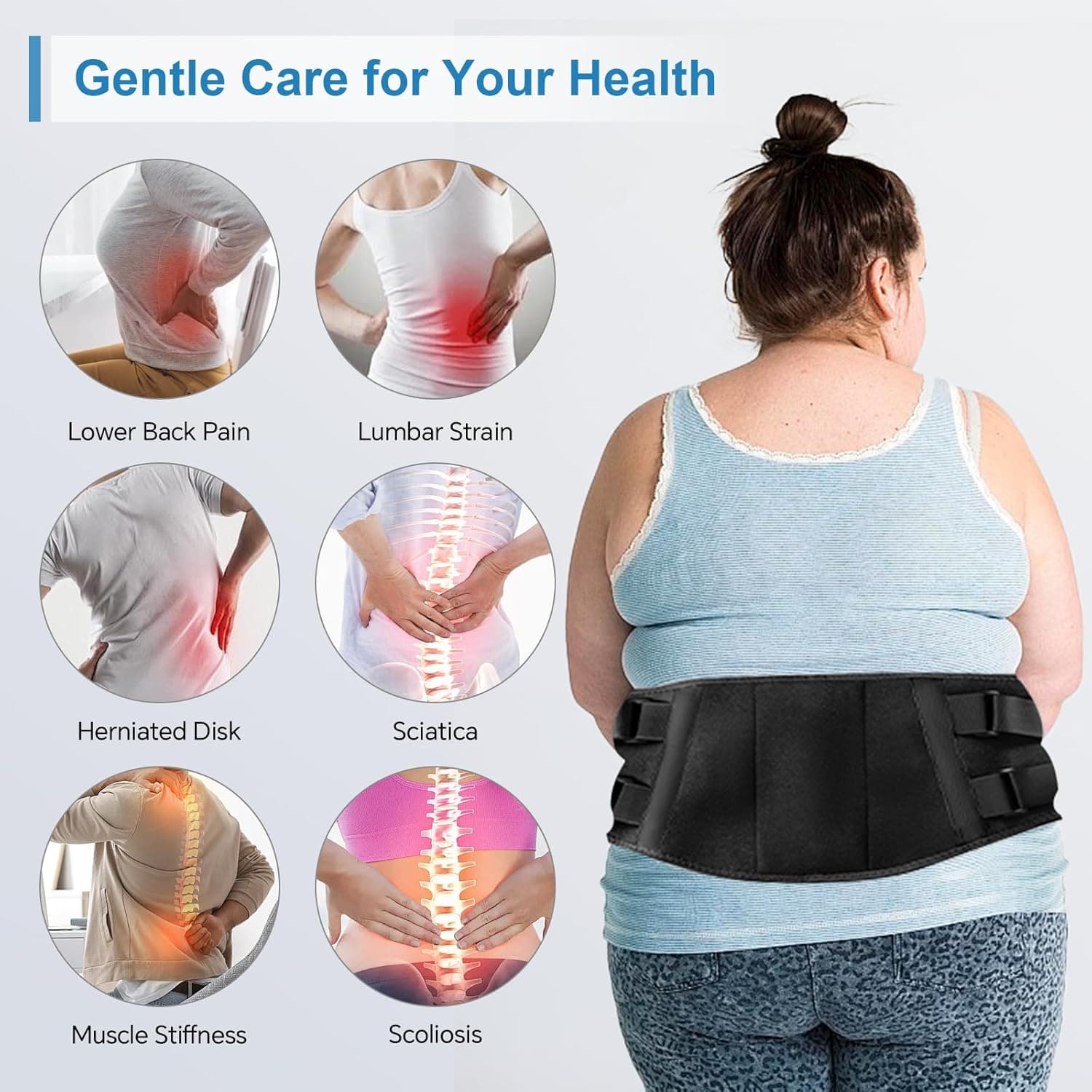 Heating Pad for Period Cramps Back Pain Relief,Electric Heating Pad for Low Back Massager,3 Heat, Black,43"x 6" +20" Extended Belt Gifts for Women/Men/Mom - Image 9