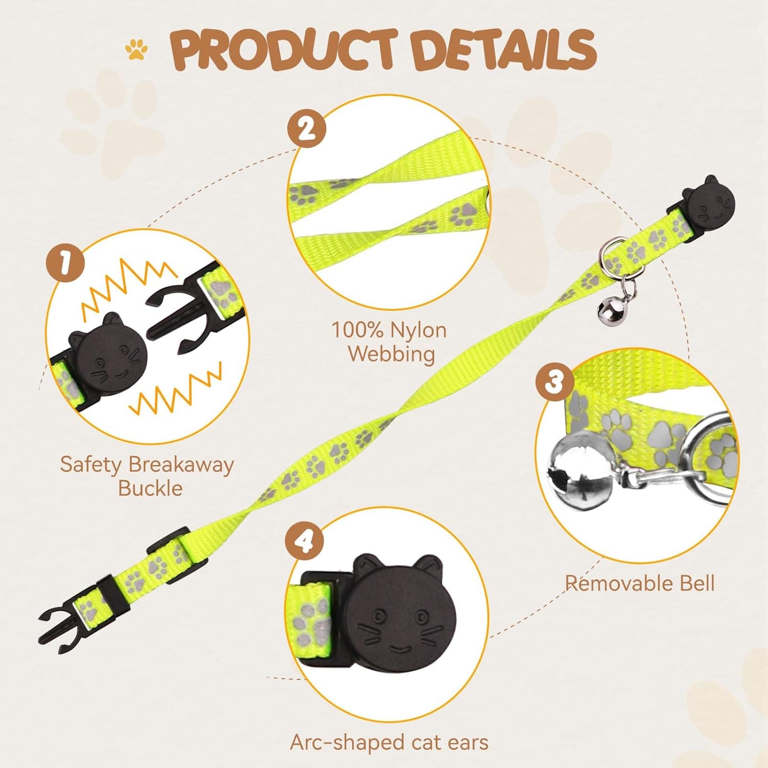 16 PCS Breakaway Cat Collars with Bells Reflective Cat Collar Safety Nylon Kitten Collars Cat Collars for Girl Boy Cats(6"-9") Kittens(6" - 9") - Image 4