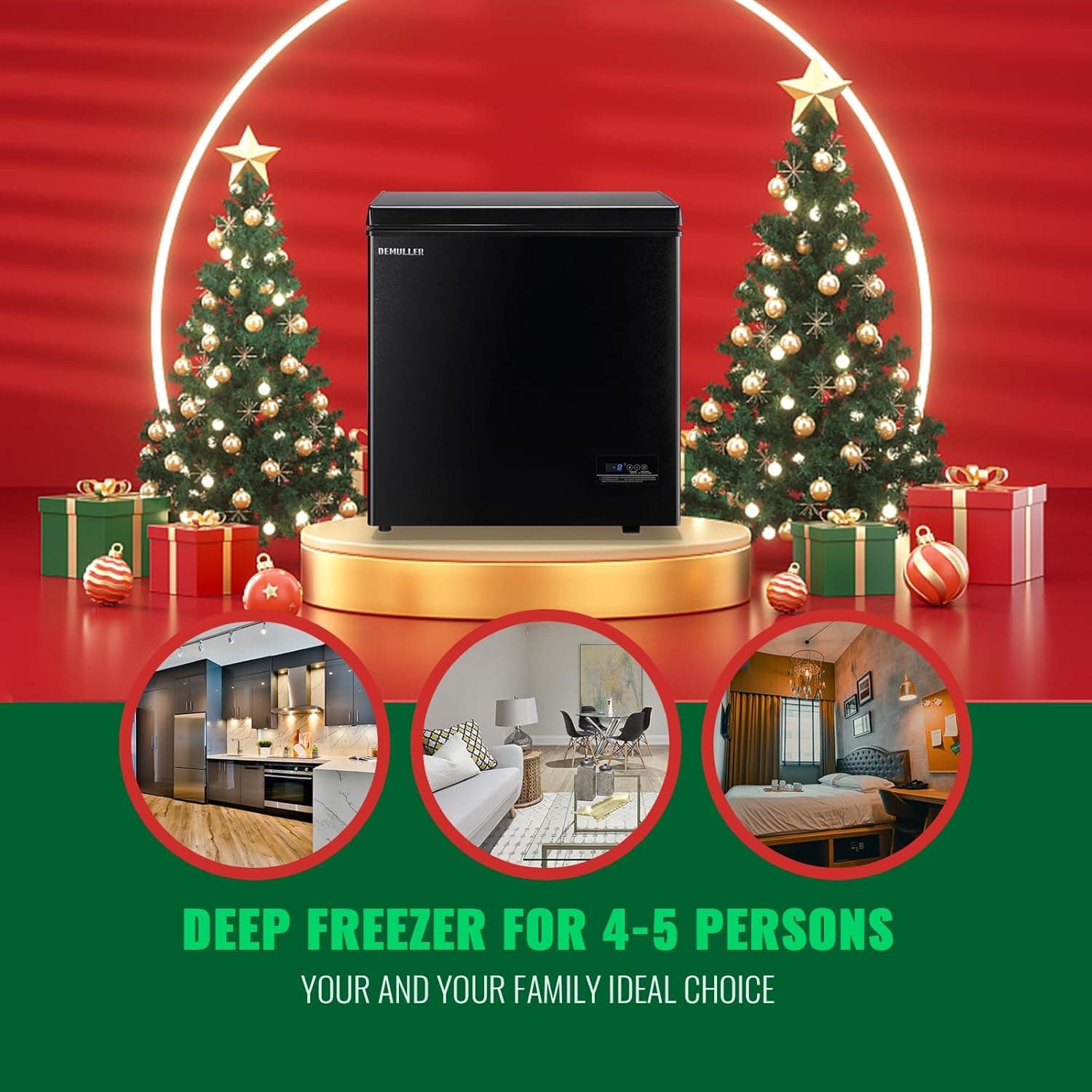 Chest Freezer 5.0Cubic Feet Deep Freezer Freestanding Freezers with 2 Removable Stainless Steel Basket, Mini Freezer Top Open Door Compact Freezer with Electronic Control 41℉ to -15℉BLACK 5.0 Cu.Ft Black - Image 9