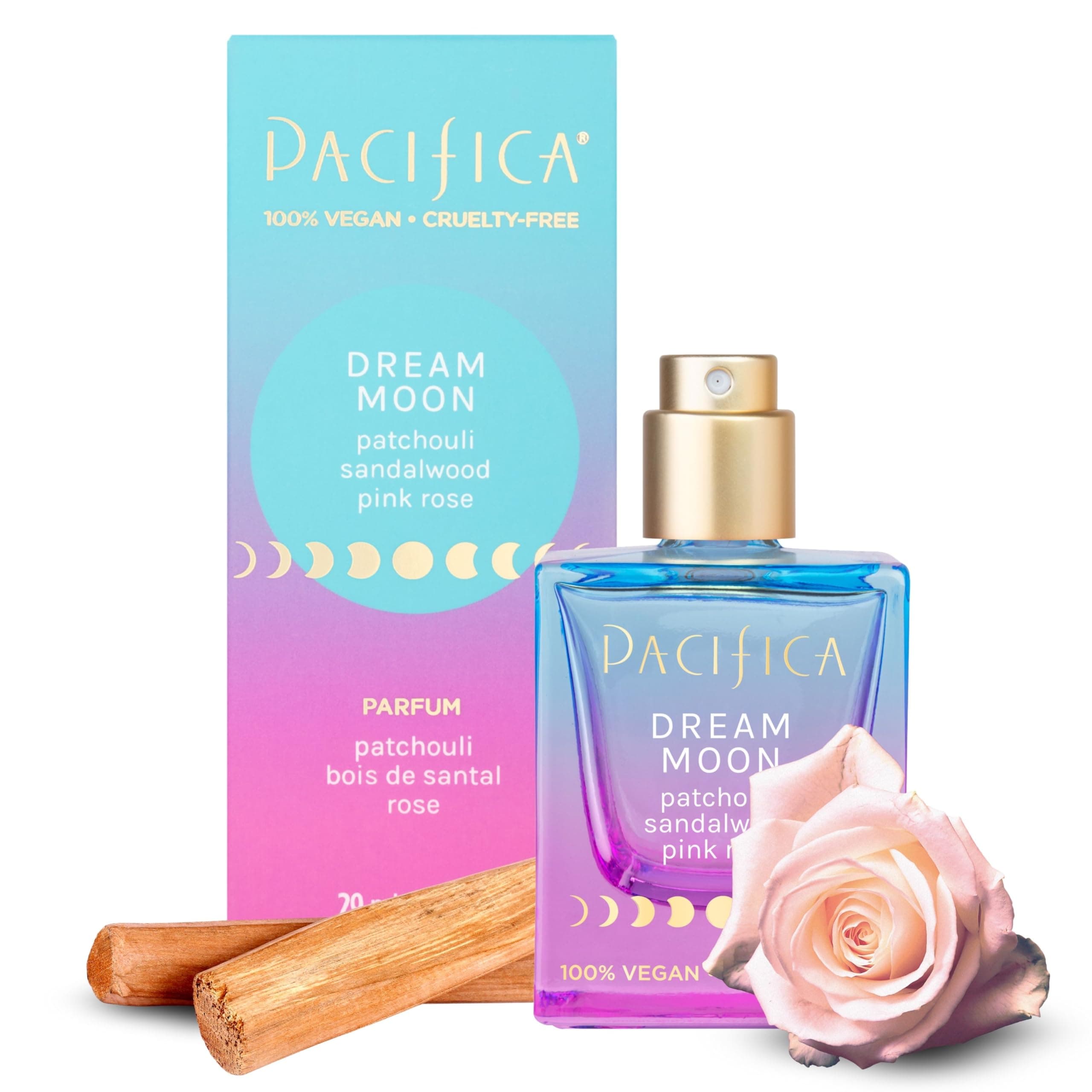 Pacifica Dream Moon Womens Spray Perfume 1 fl oz – Long-Lasting Floral Woody Fragrance for Her - Rose, Patchouli, Sandalwood – 100% Vegan, Cruelty-Free, Phthalate-Free Fragrance Dream Moon: Pink Rose, Sandalwood, Patchouli 1 Fl Oz (Pack of 1)
