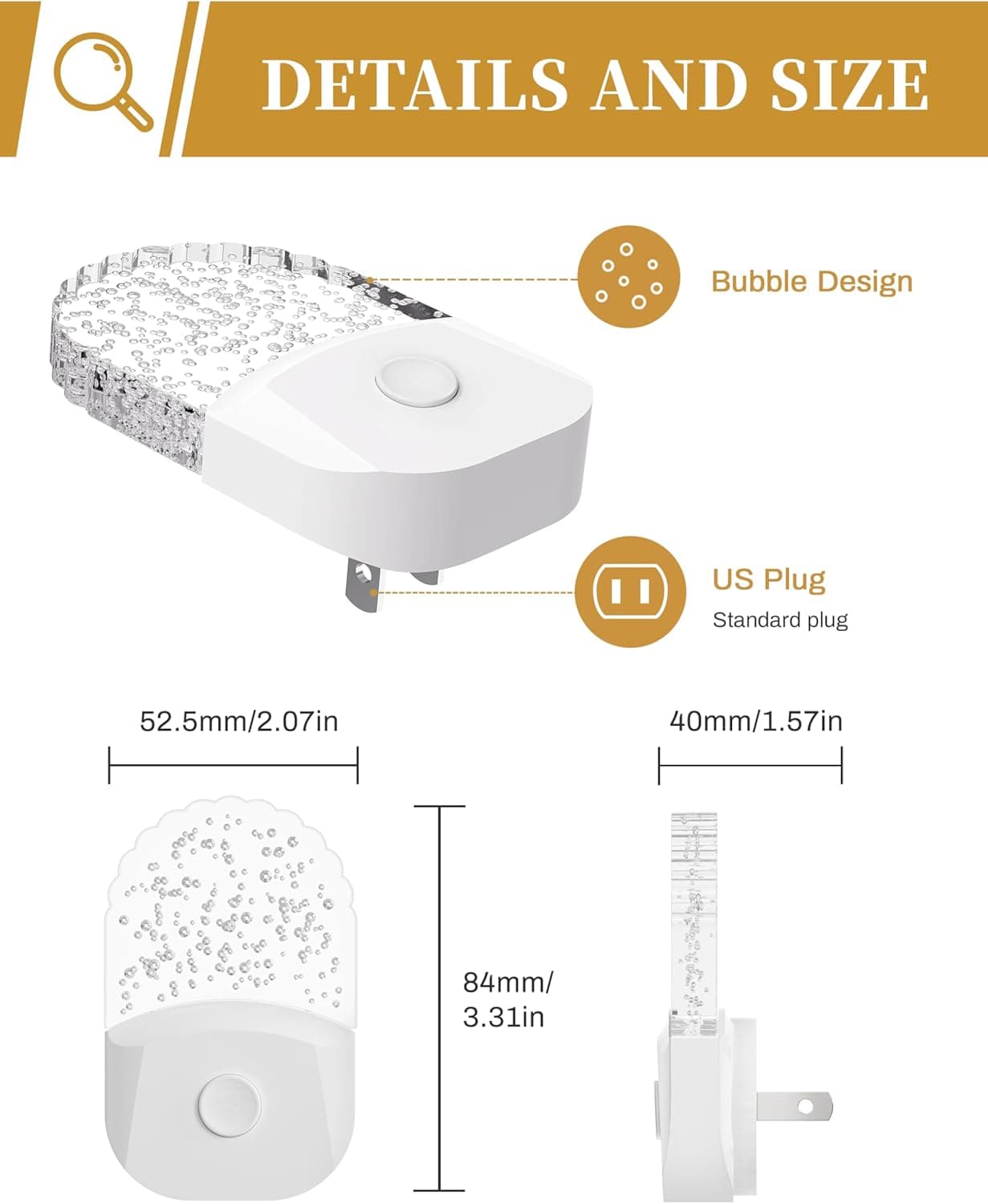 Night Lights Plug Into Wall [2 Pack], Color Changing Night Light for Kids, 8-Color RGB LED Nightlight with Dusk to Dawn Sensor for Bathroom Decor, Children Room, Gift Multicolor 2 Packs - Image 8