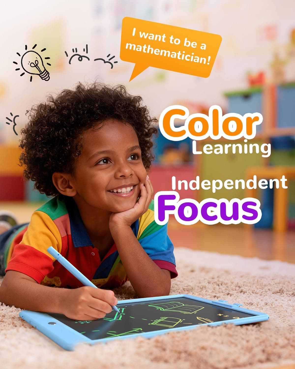 Tablette d'écriture LCD KOKODI, Cadeaux pour garçons et filles de 3 ans, Tableau de dessin coloré de 10 pouces, Tablettes de dessin électroniques effaçables et réutilisables, Jouets éducatifs et d'apprentissage pour enfants Bleue 10in - Image 5