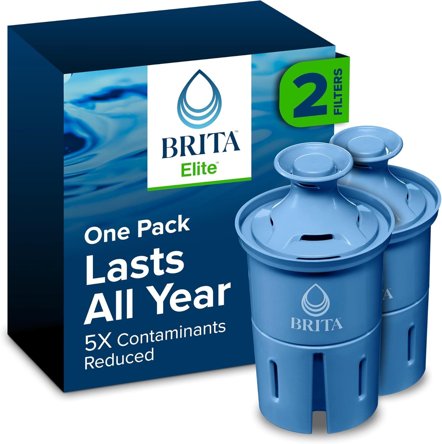 Brita Filter Replacements for Water Pitchers and Dispensers, Elite, NSF Certified to Remove 99% of Lead, 2 Count, Blue - Image 2