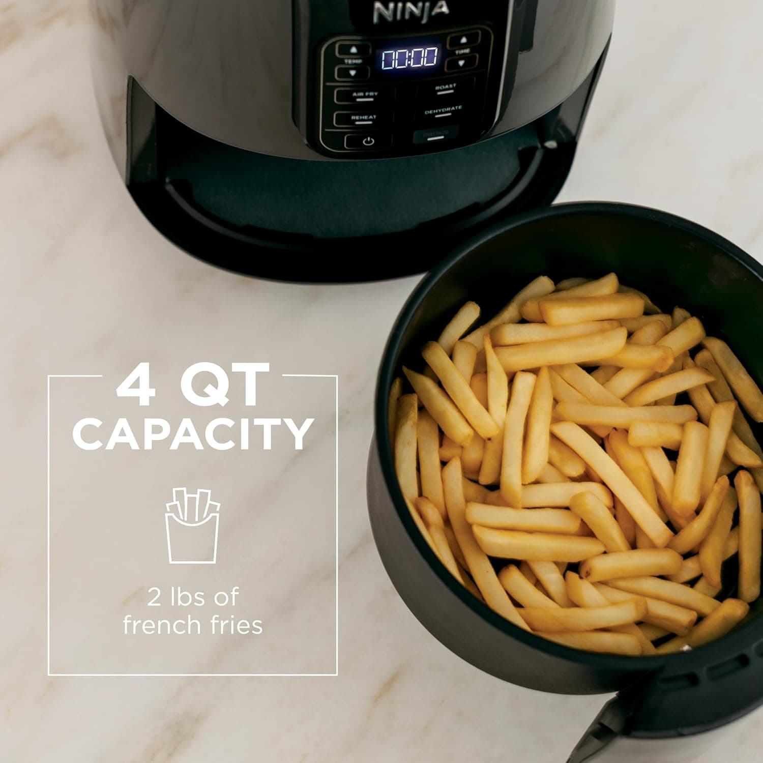 Ninja | Air Fryer | 4 QT Capacity | 4-in1 Roast, Crisp, Roast, Reheats, & Dehydrates | Dishwasher Safe Parts | Includes 20 Easy & Healthy Recipes | Compact | Grey | AF101 - Image 3