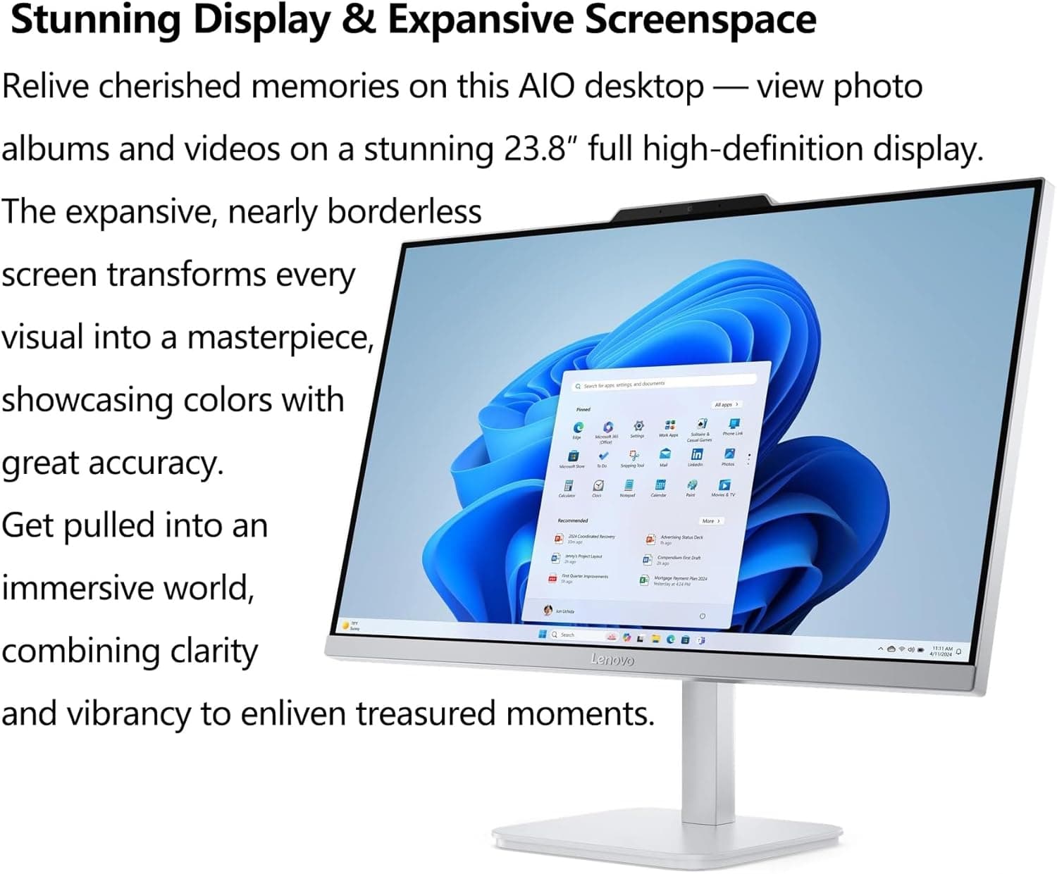 Lenovo 24 23.8" Fhd All-in-One Desktop Computer for Home Office, Intel Processor 8-Core (Beat i5-1140g7), 32gb Ddr4 Ram, 1tb Pcie Ssd, WiFi 6, Bluetooth, Business Aio, Windows 11 Pro, Vent-Hear 32GB RAM, 1TB PCIe SSD - Image 6