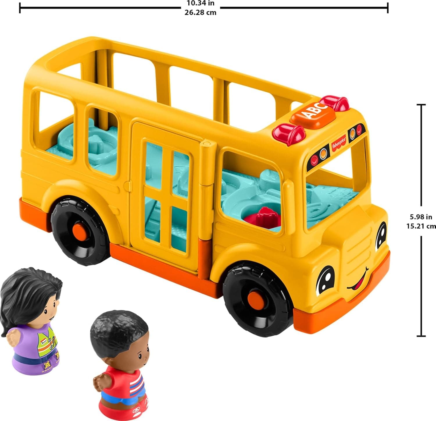 Fisher-Price Little People Toddler Toy School Bus Musical Push-Along Vehicle with 2 Figures for Pretend Play Ages 1+ Years - Image 7