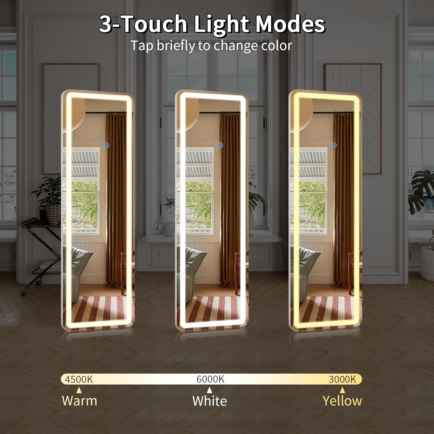 Koonmi Full Length Mirror Door Hanging with LED Lights 48"x16" Hanging Mirror-rectangle 48"L x 16"W - Image 4